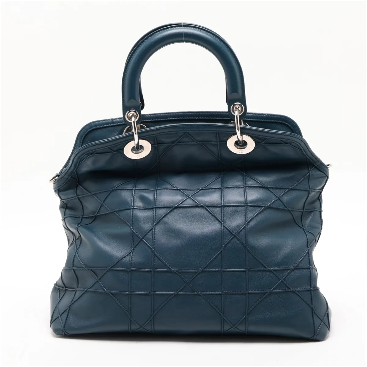 Cannage Granville Leather 2-Way Handbag, Blue — view 2
