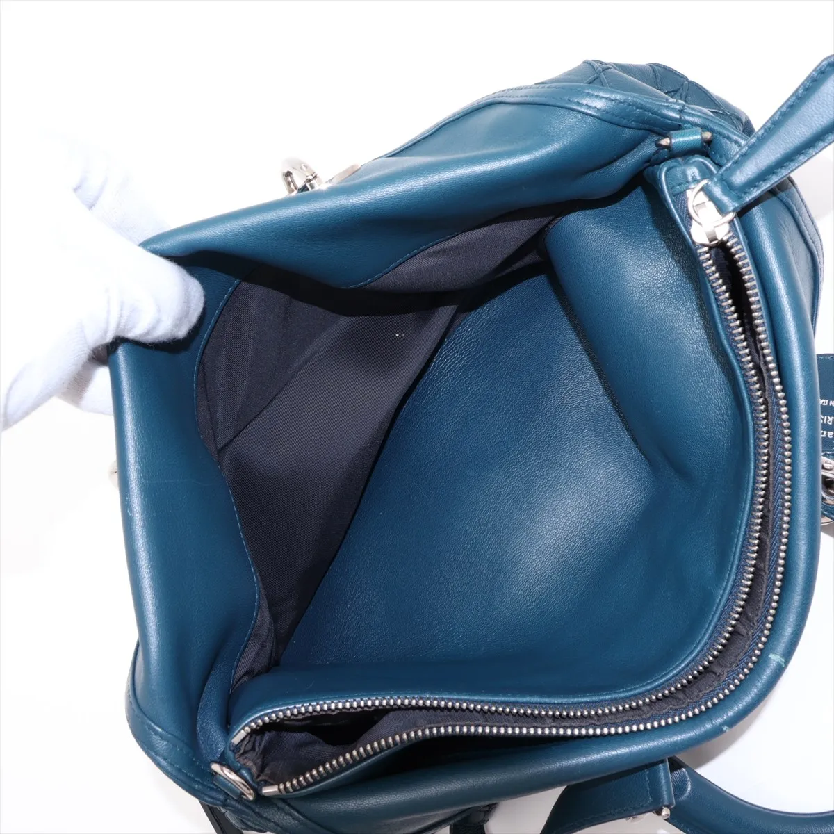 Cannage Granville Leather 2-Way Handbag, Blue — view 12