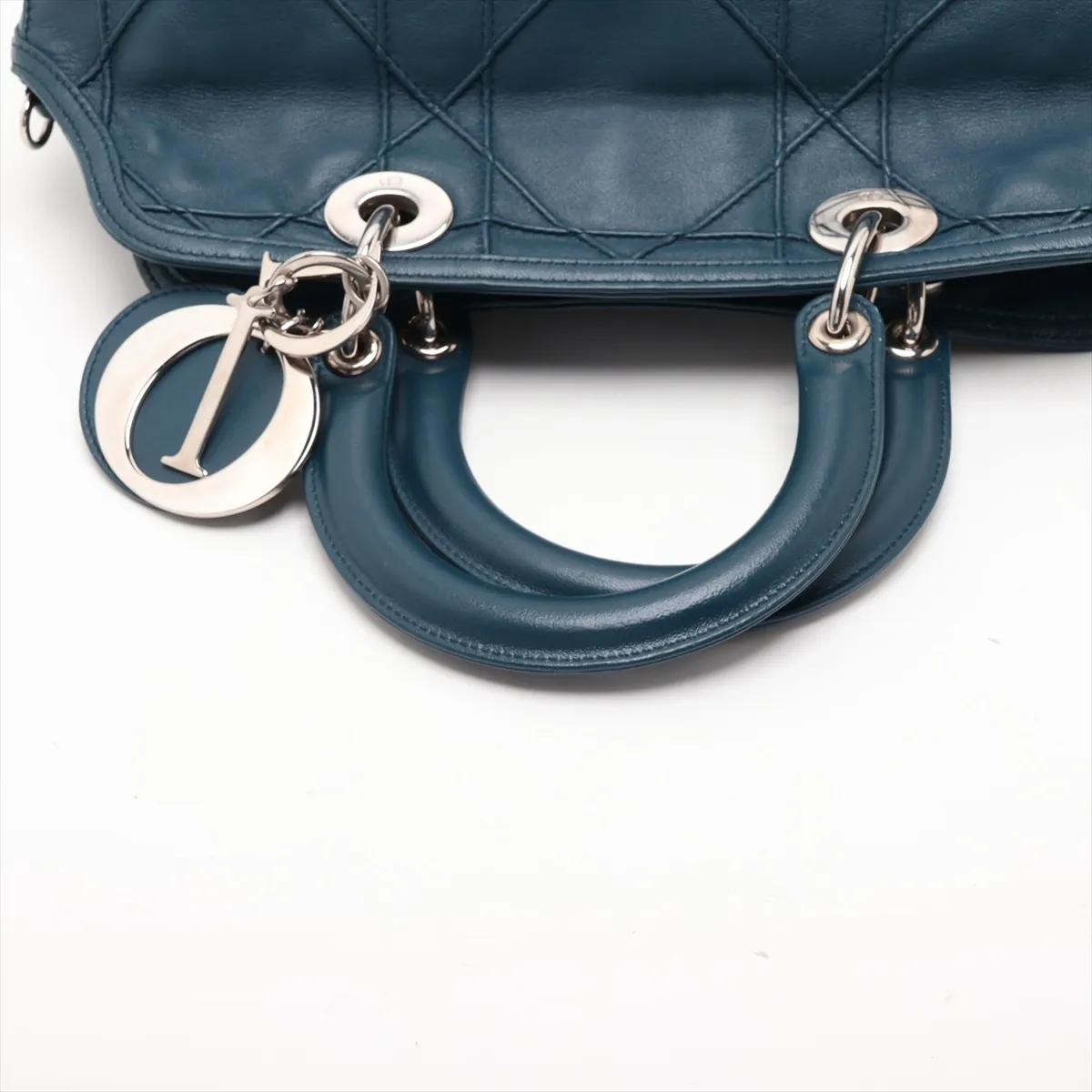 Cannage Granville Leather 2-Way Handbag, Blue — view 5