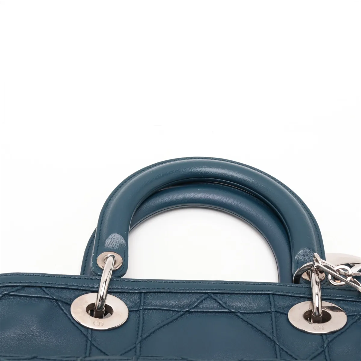 Cannage Granville Leather 2-Way Handbag, Blue — view 6