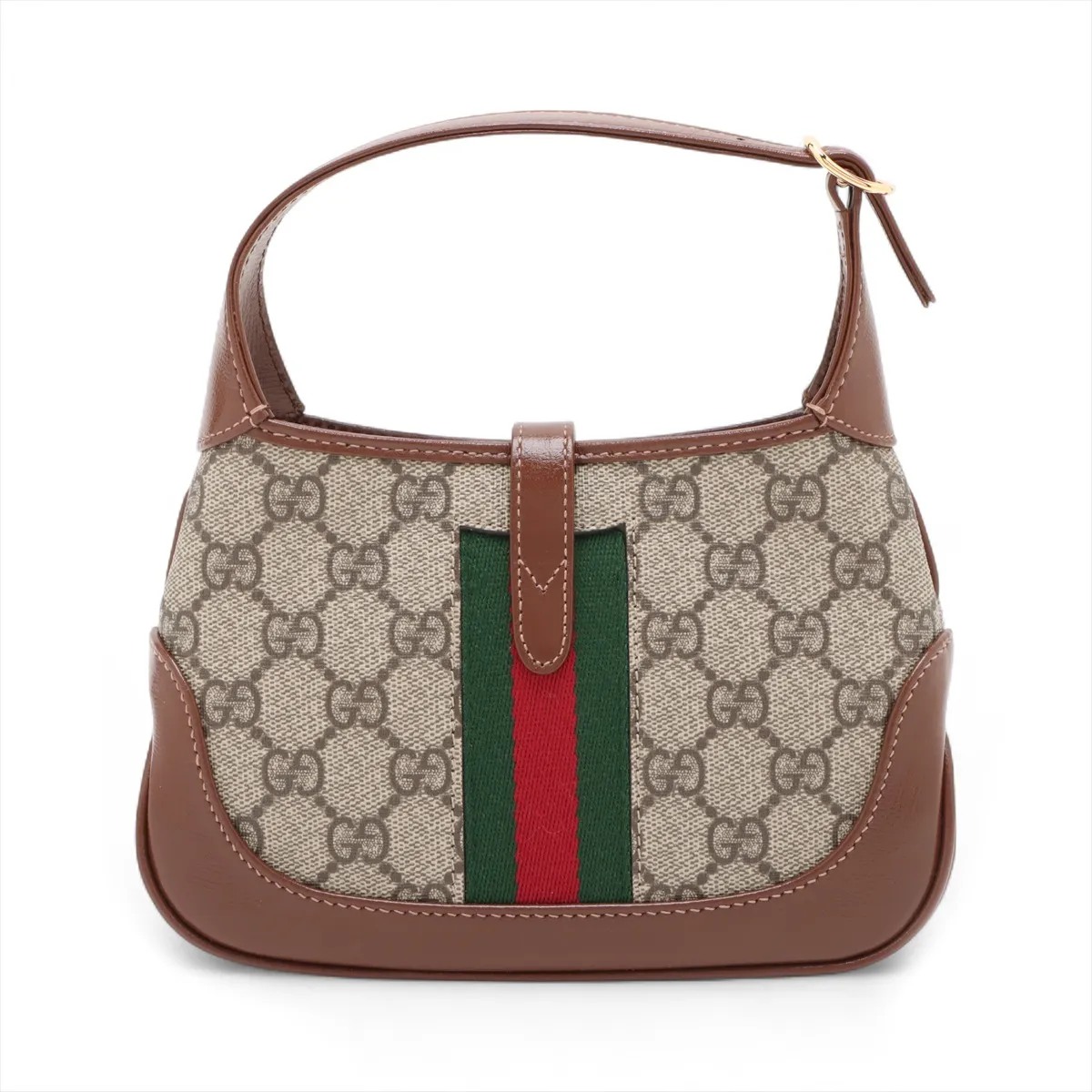 GG Supreme Jackie 1961 PVC x Leather Shoulder Bag, Beige x Brown, 637092 — view 2