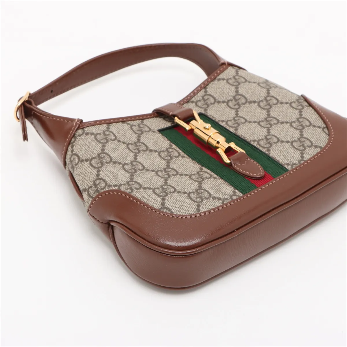 GG Supreme Jackie 1961 PVC x Leather Shoulder Bag, Beige x Brown, 637092 — view 4
