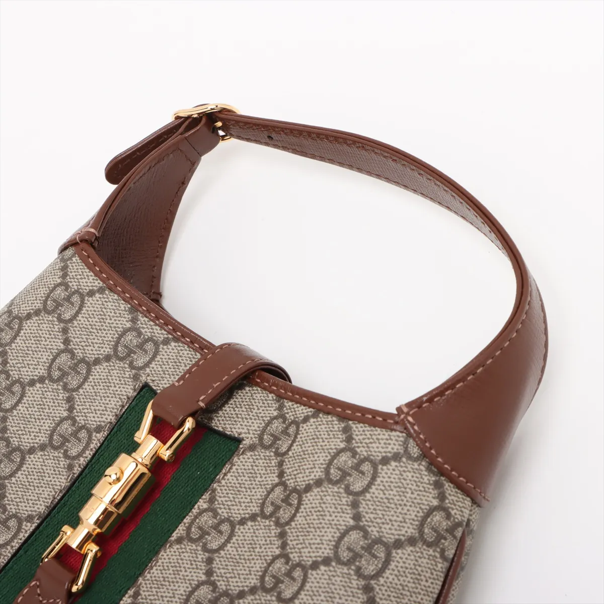 GG Supreme Jackie 1961 PVC x Leather Shoulder Bag, Beige x Brown, 637092 — view 5