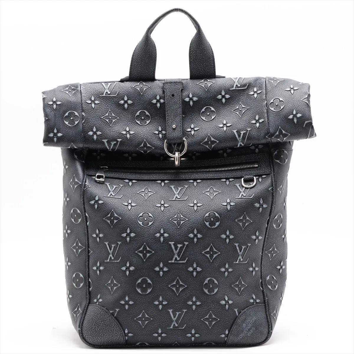 Monogram Debossed Roll-Top Backpack M21359 Black (RFID detected)