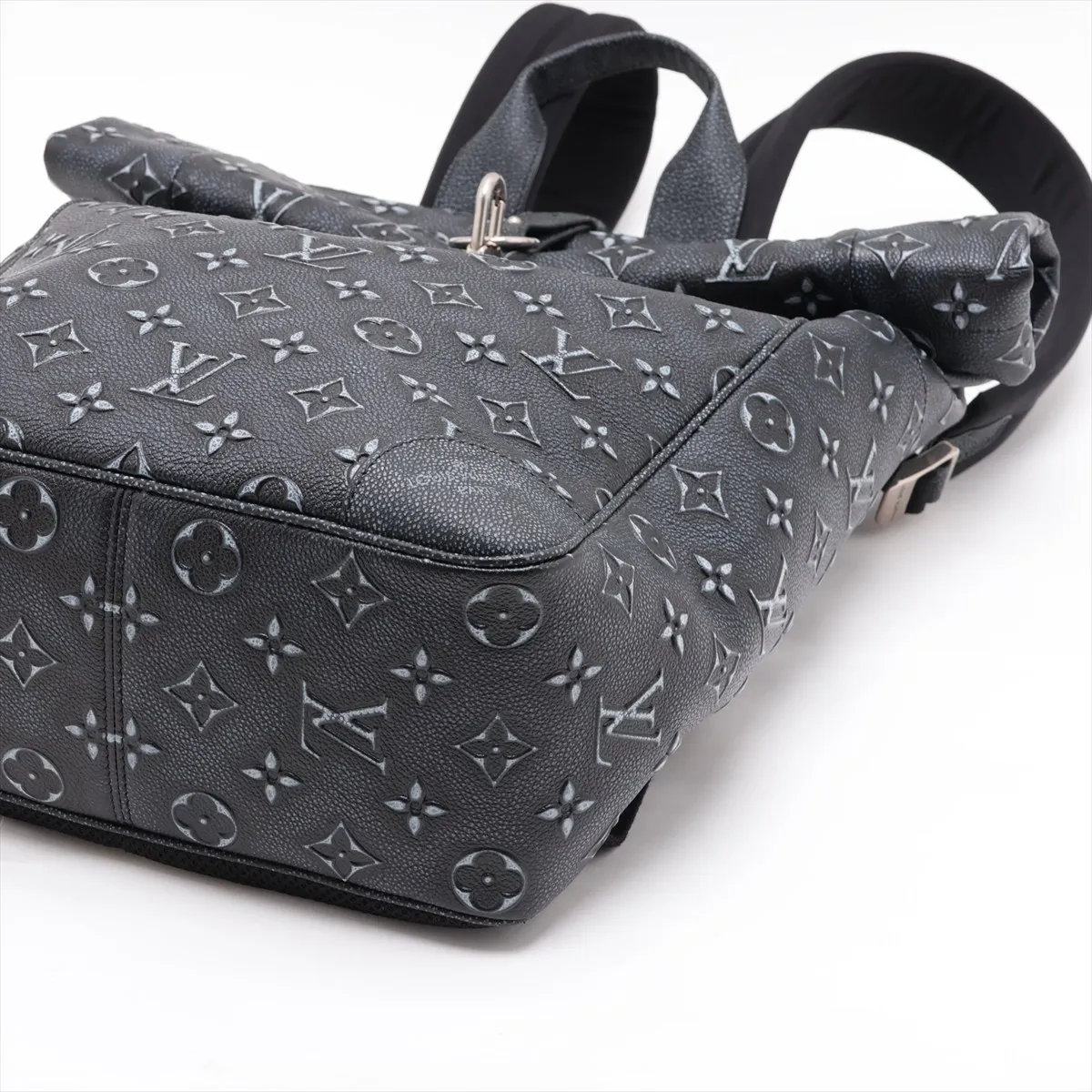 Monogram Debossed Roll-Top Backpack M21359 Black (RFID detected) — view 3