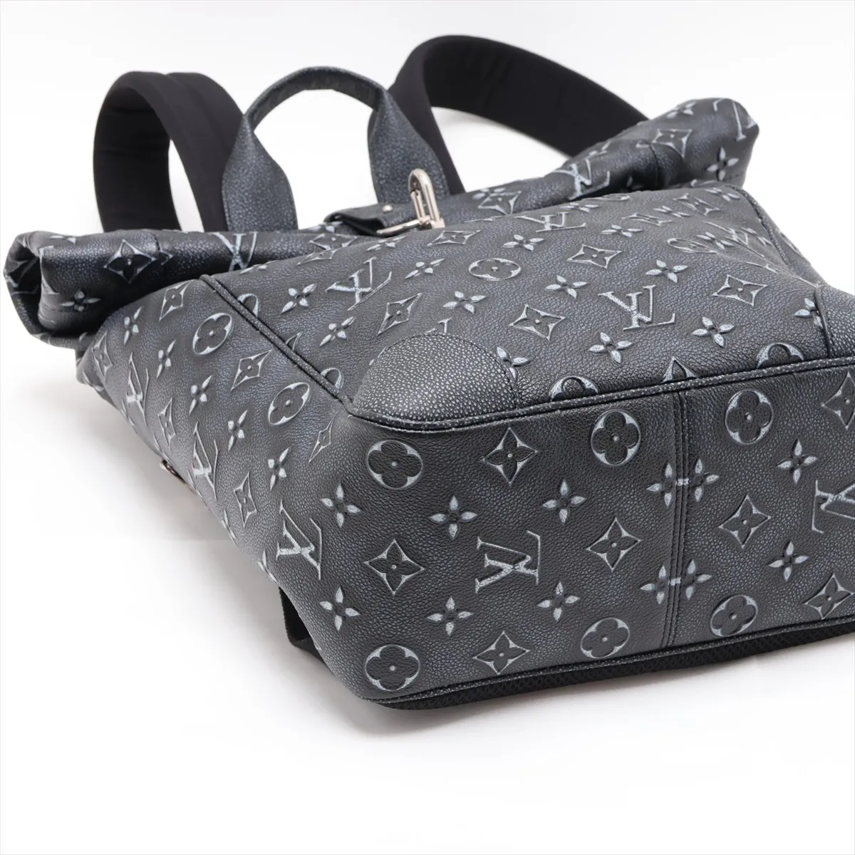 Monogram Debossed Roll-Top Backpack M21359 Black (RFID detected) — view 4