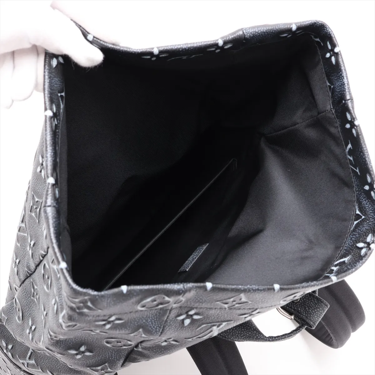 Monogram Debossed Roll-Top Backpack M21359 Black (RFID detected) — view 7