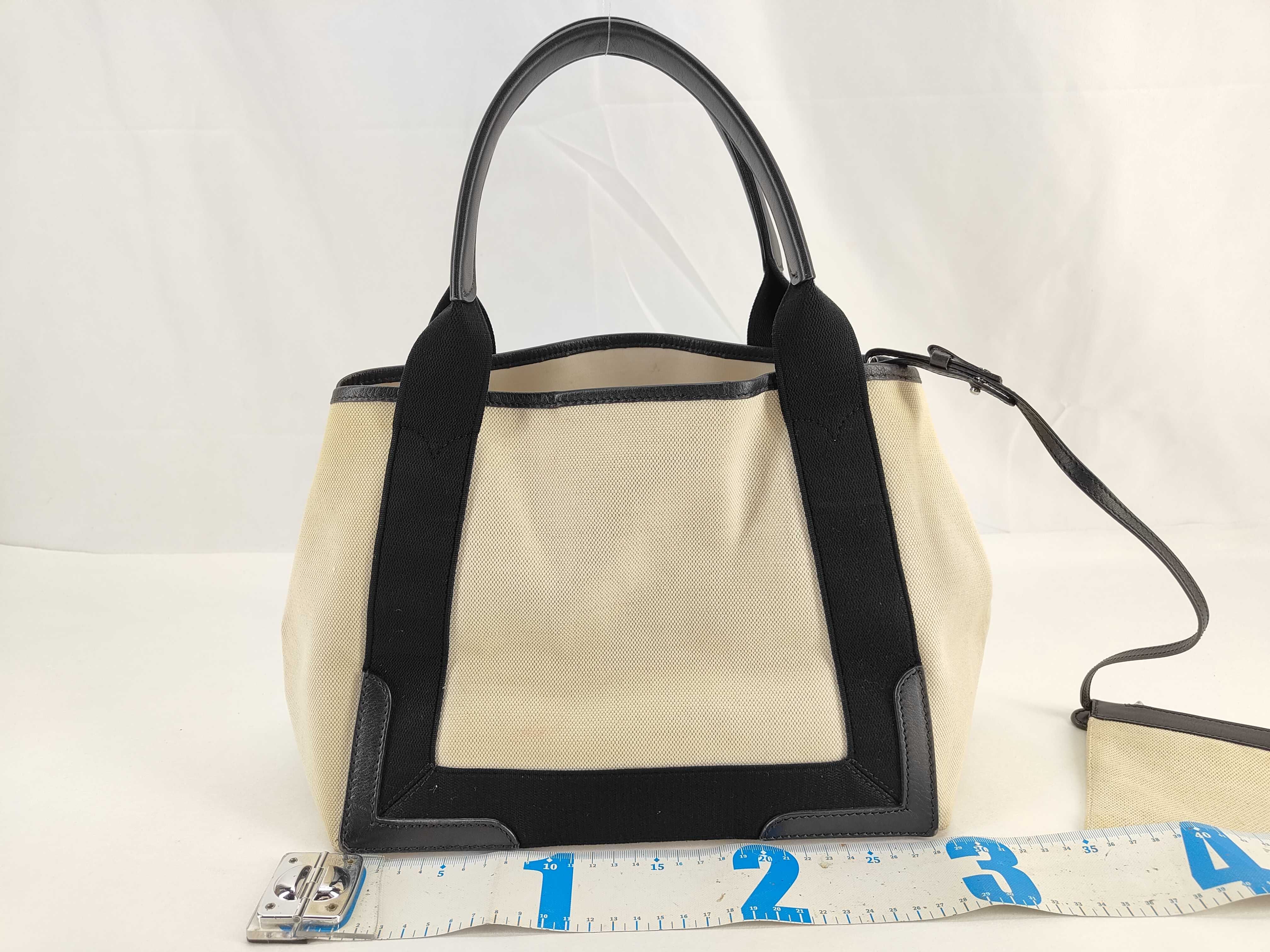 Navy Cabas Canvas x Leather Handbag Beige x Black 339933 Tote Bag — view 2