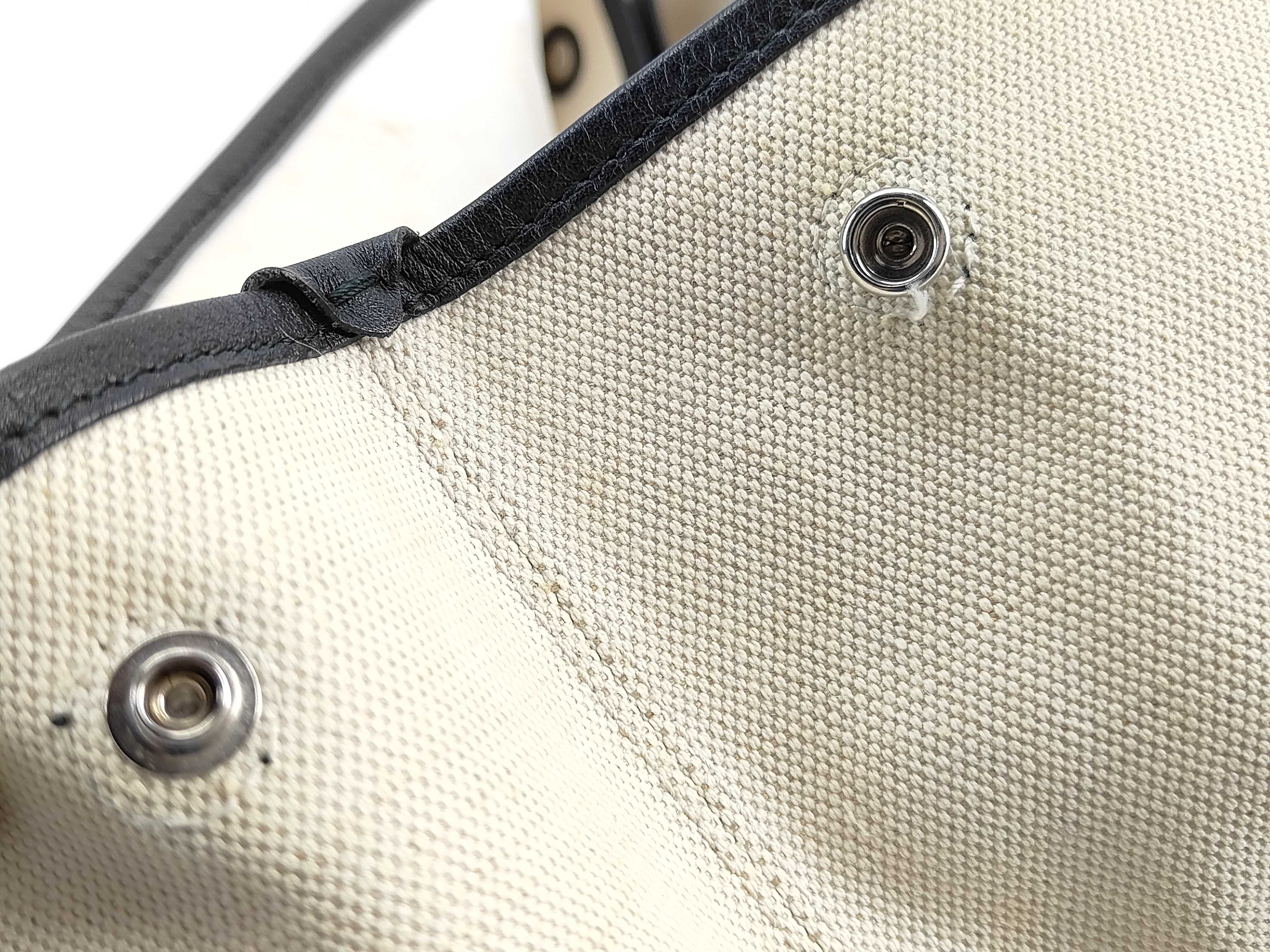 Navy Cabas Canvas x Leather Handbag Beige x Black 339933 Tote Bag — view 15