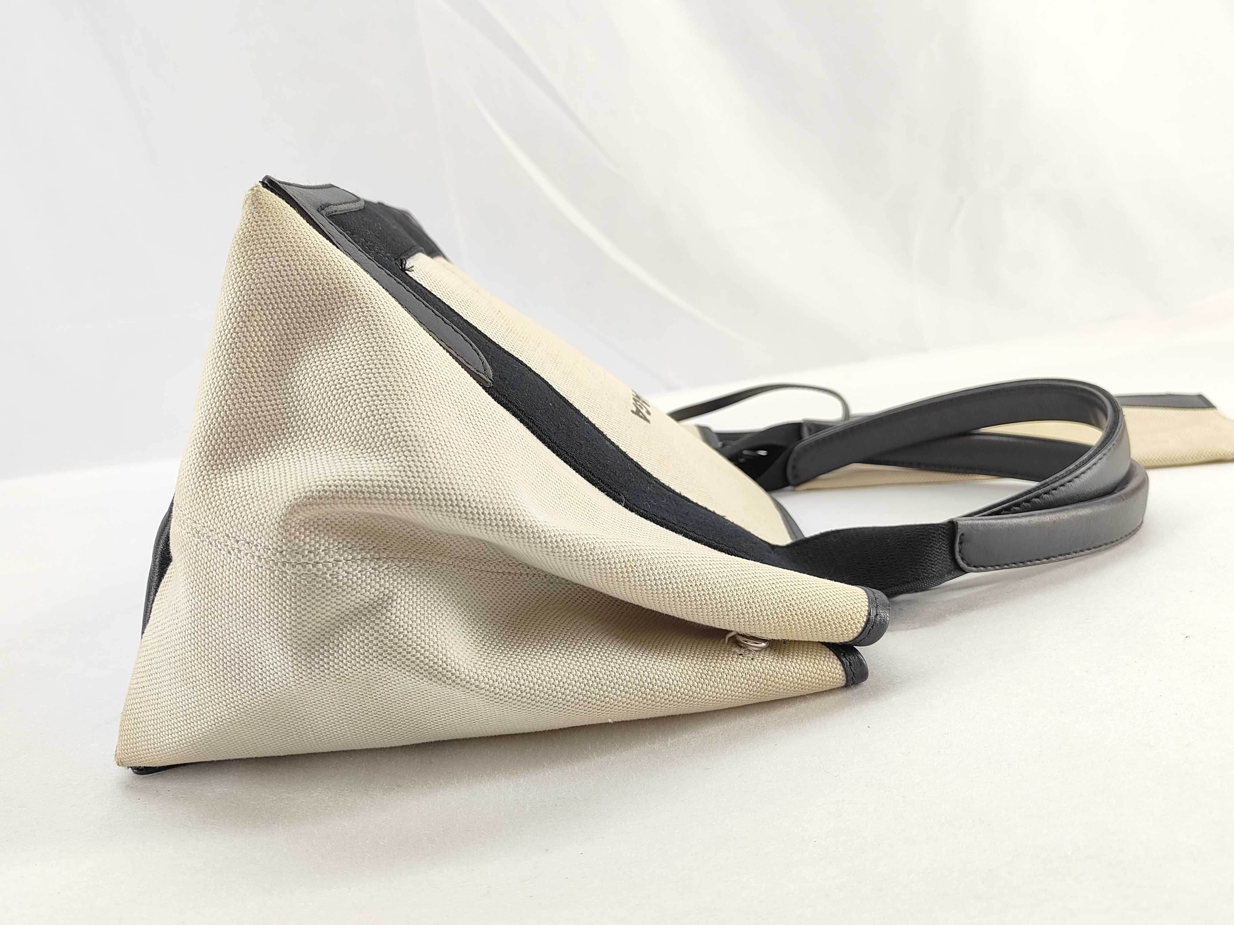 Navy Cabas Canvas x Leather Handbag Beige x Black 339933 Tote Bag — view 10