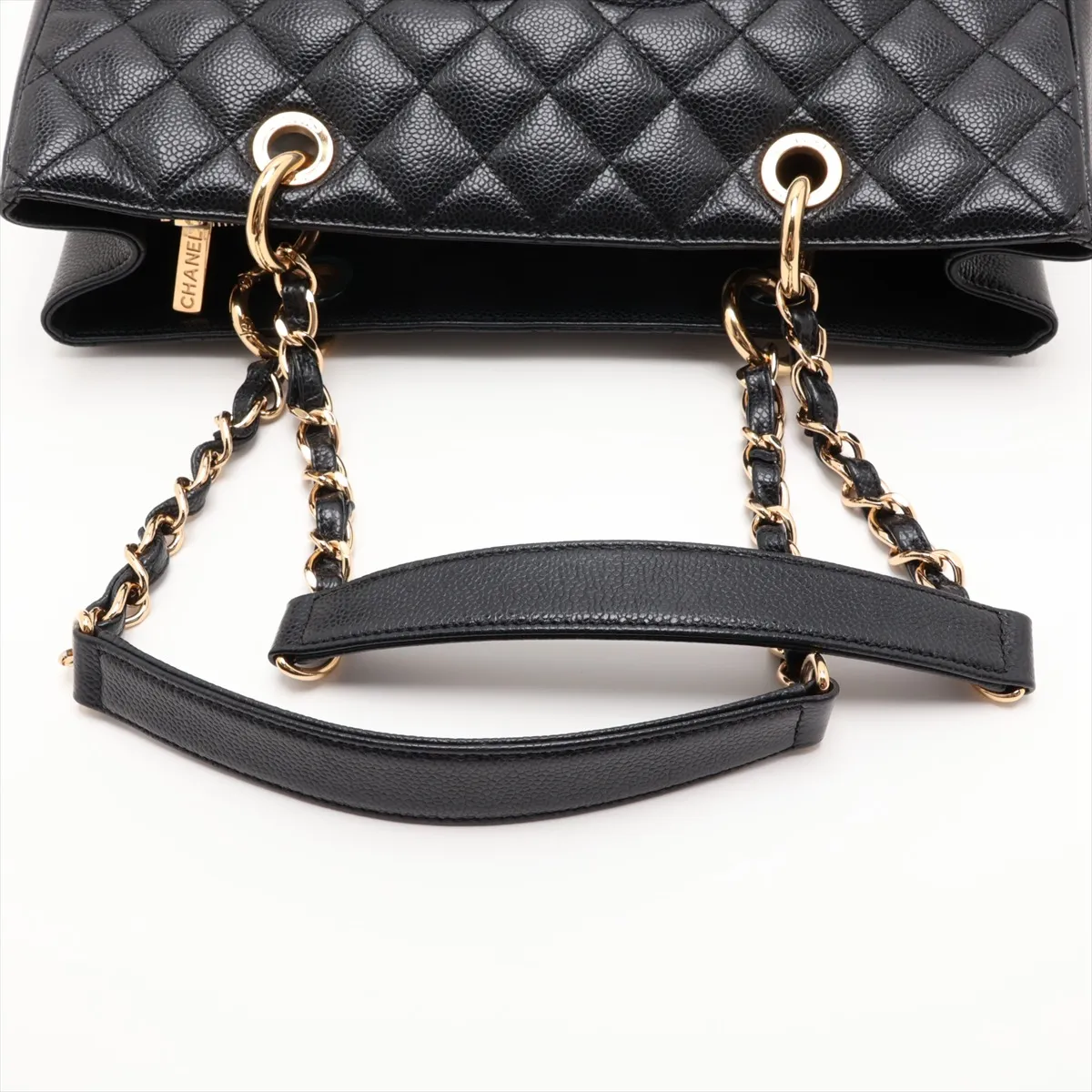 GST Caviar Skin Chain Tote Bag, Black with Gold Hardware, 161584335, Serial Number 16 — view 5