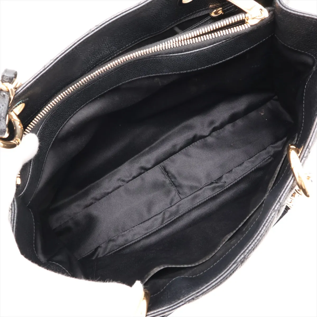 GST Caviar Skin Chain Tote Bag, Black with Gold Hardware, 161584335, Serial Number 16 — view 7