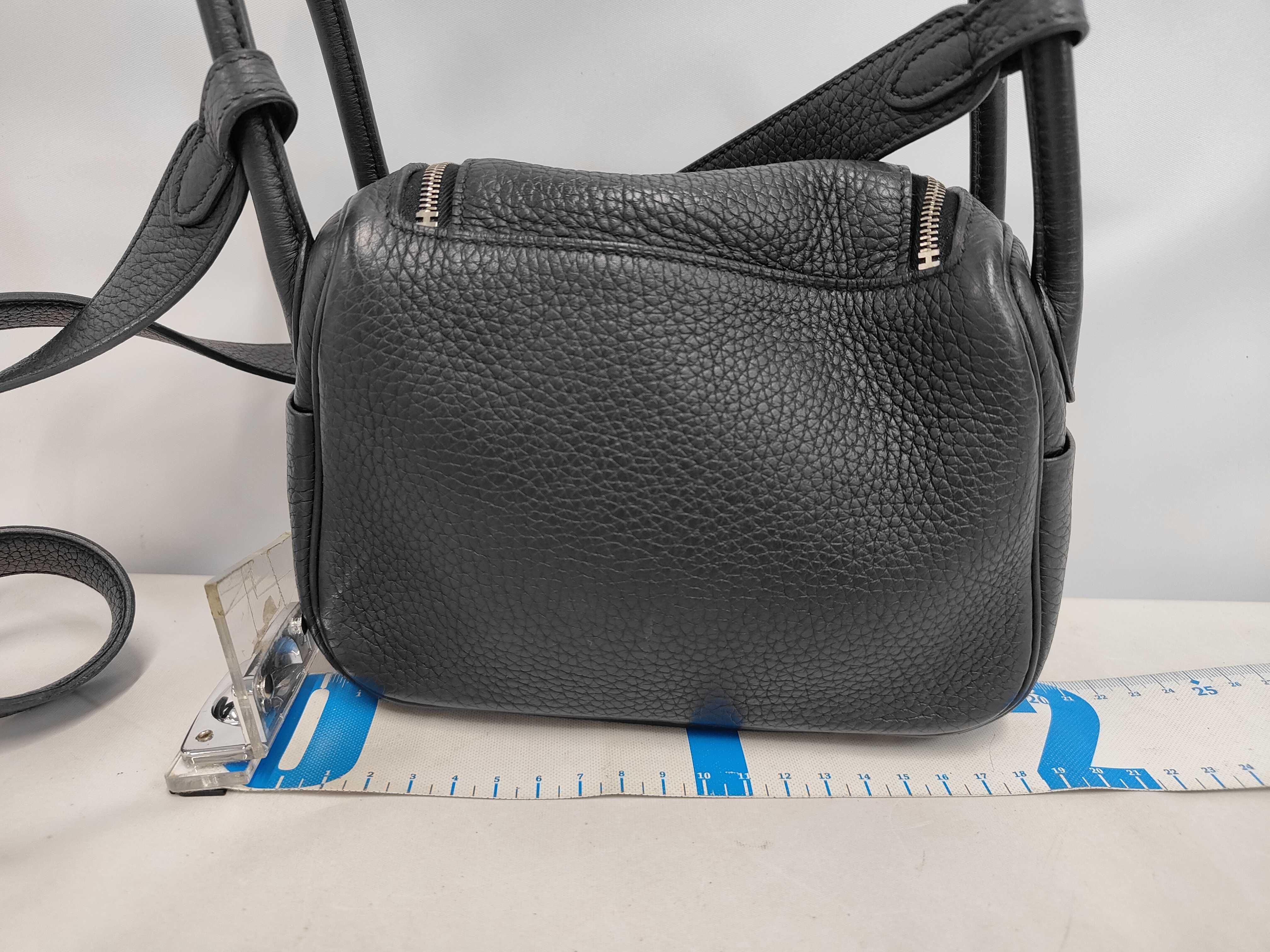 Lindy Mini Taurillon Leather Handbag, Black, Silver Hardware, Z Stamp — view 2