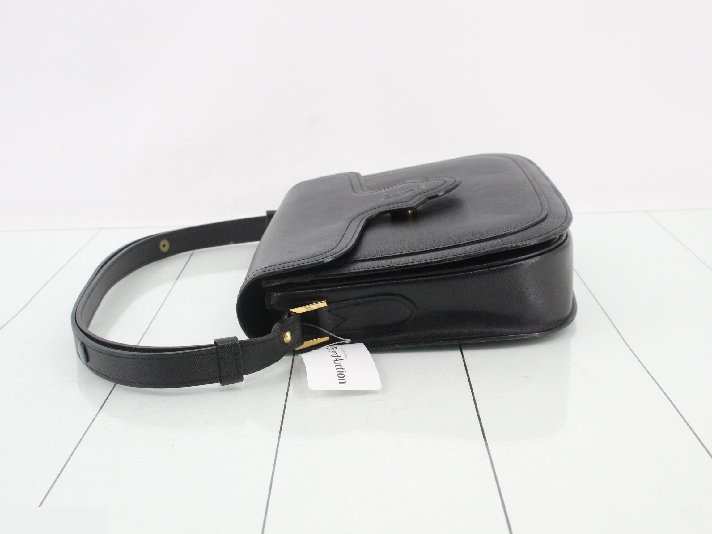logo one-shoulder bag, leather, black, gold hardware — view 4