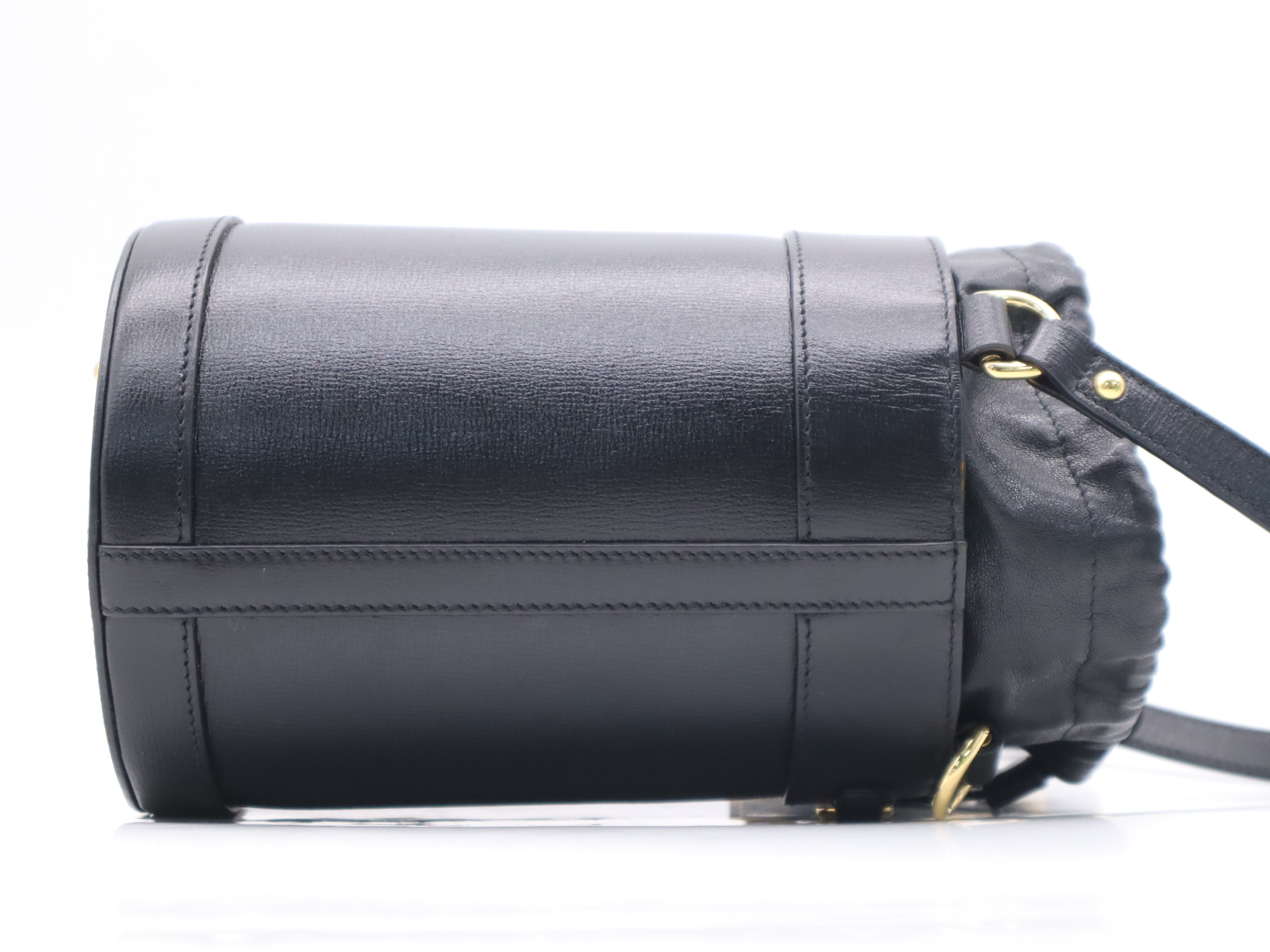 637115 Bucket Shoulder Bag with Dust Bag, Black, Gold Hardware — view 5