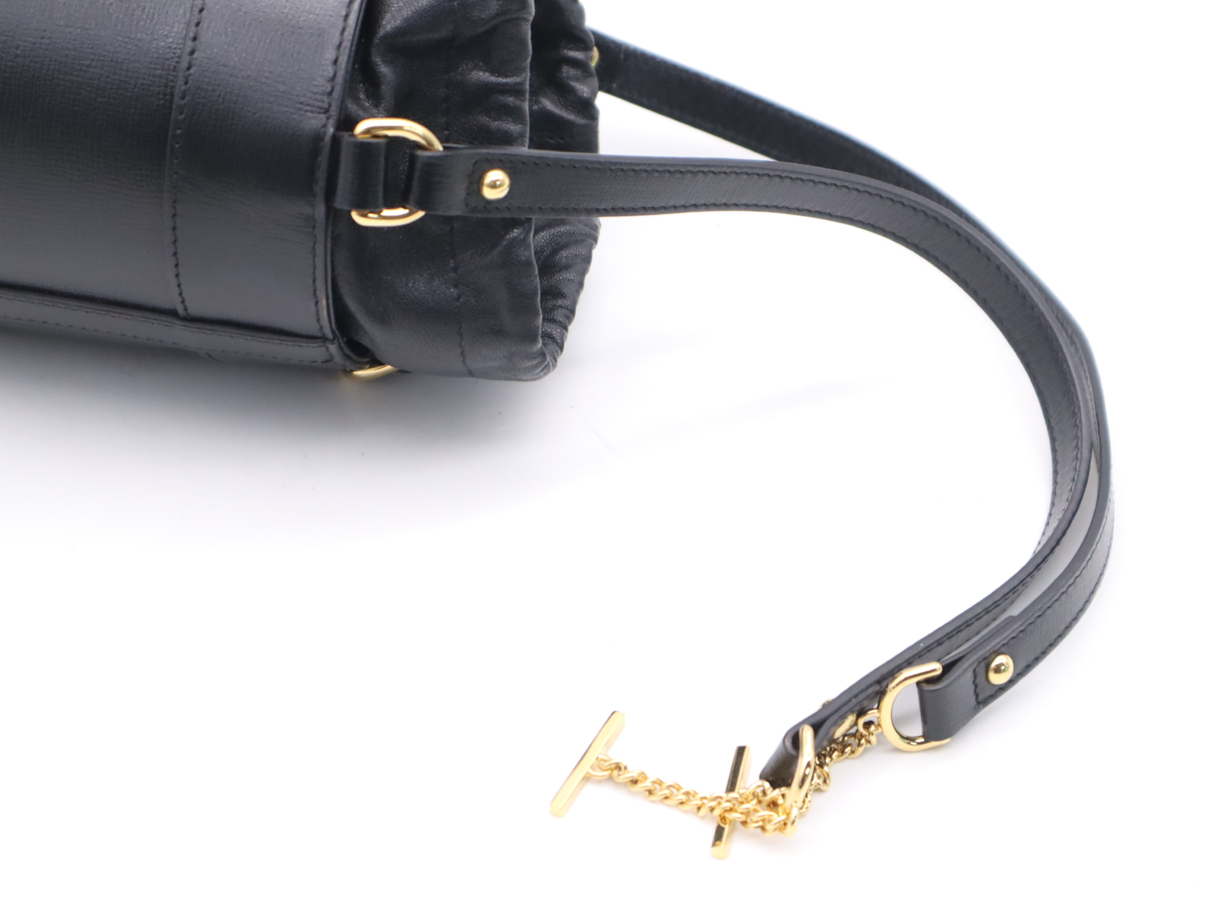 637115 Bucket Shoulder Bag with Dust Bag, Black, Gold Hardware — view 6