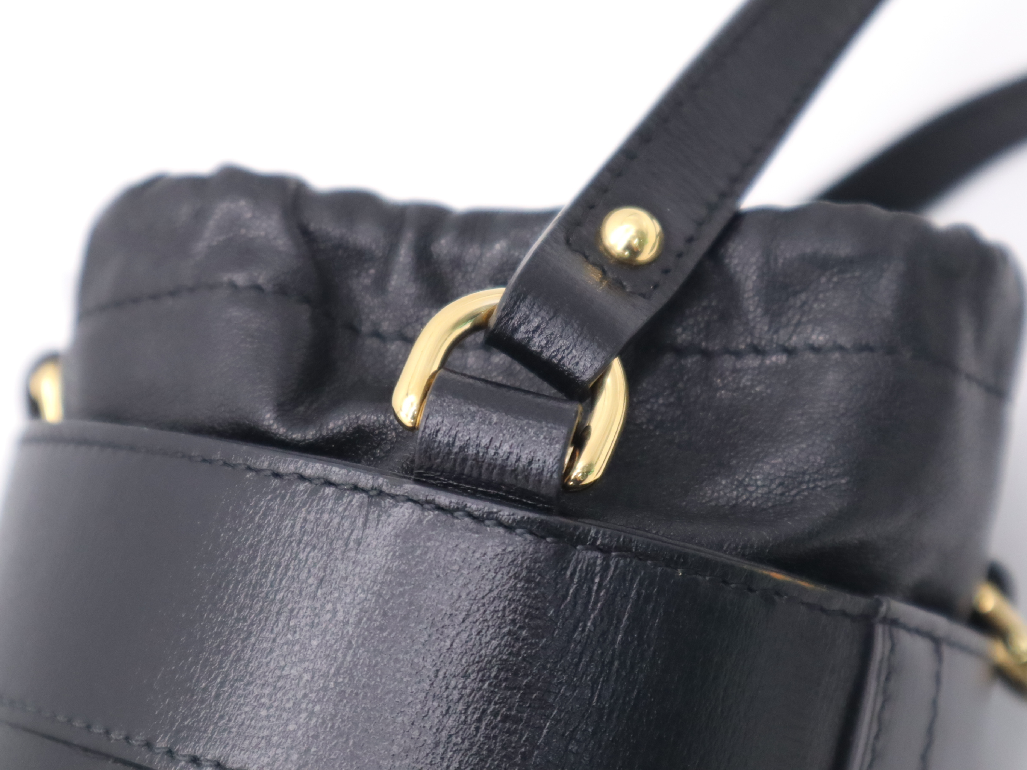 637115 Bucket Shoulder Bag with Dust Bag, Black, Gold Hardware — view 7