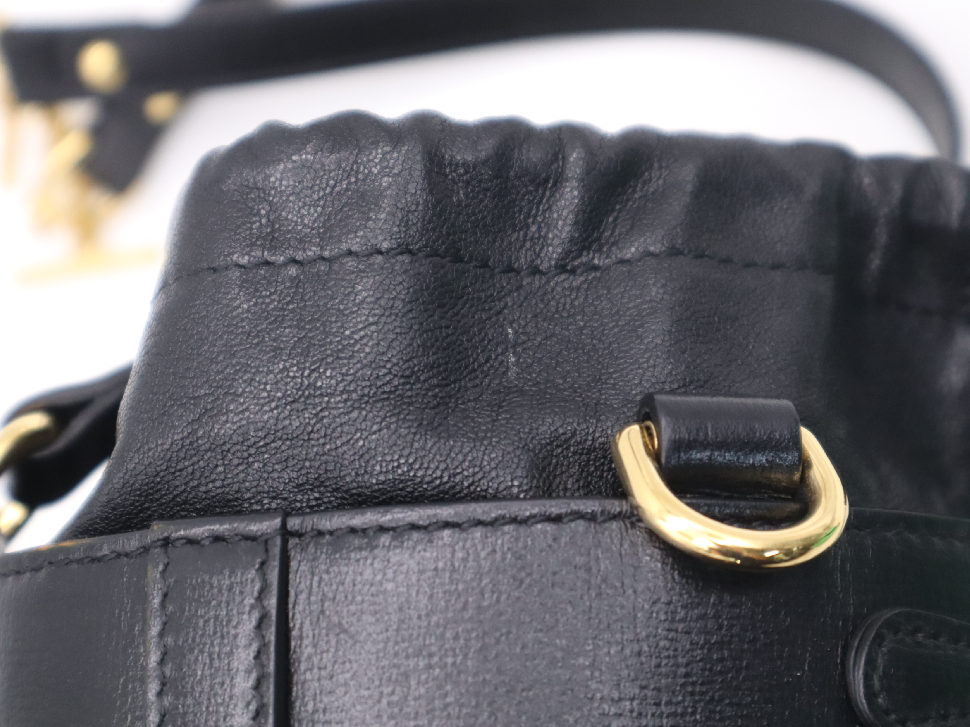 637115 Bucket Shoulder Bag with Dust Bag, Black, Gold Hardware — view 9