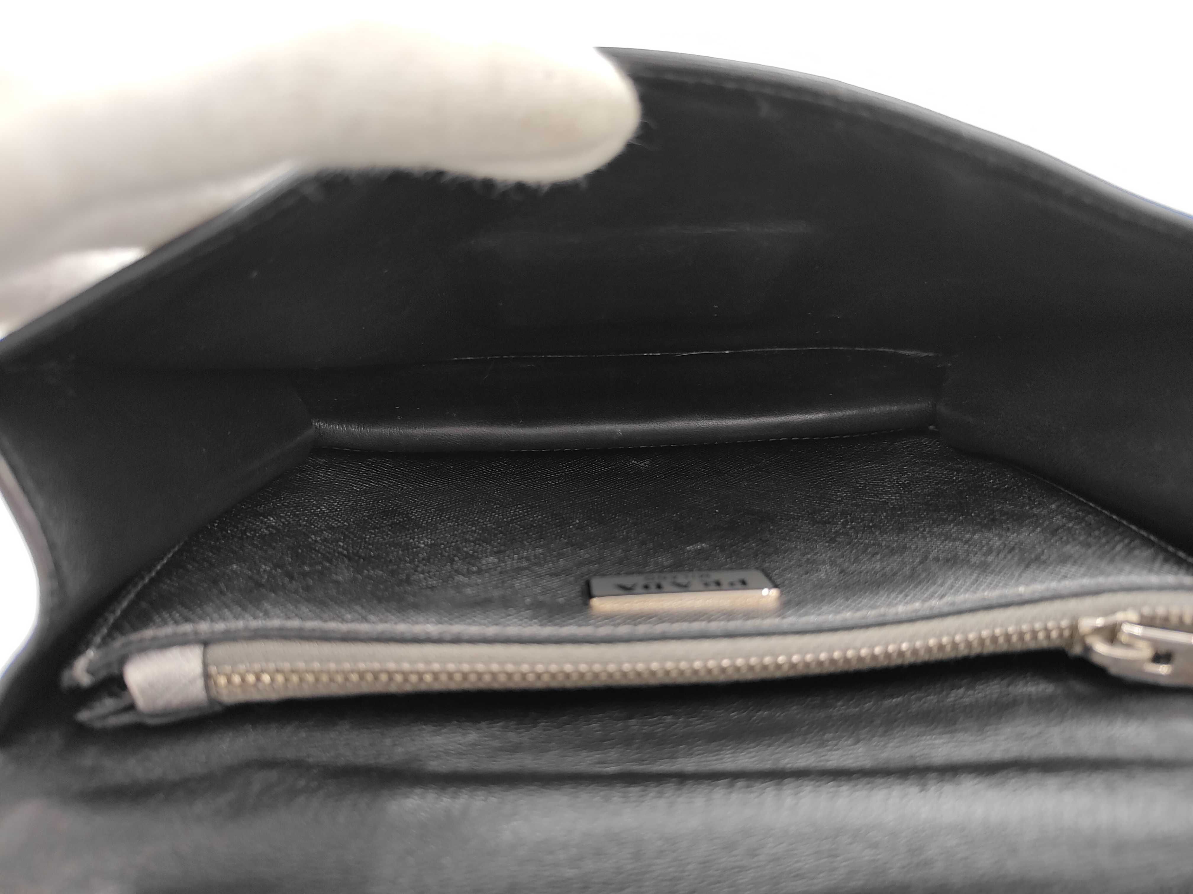 Locking Flap Shoulder Bag, Saffiano Leather, Silver — view 11