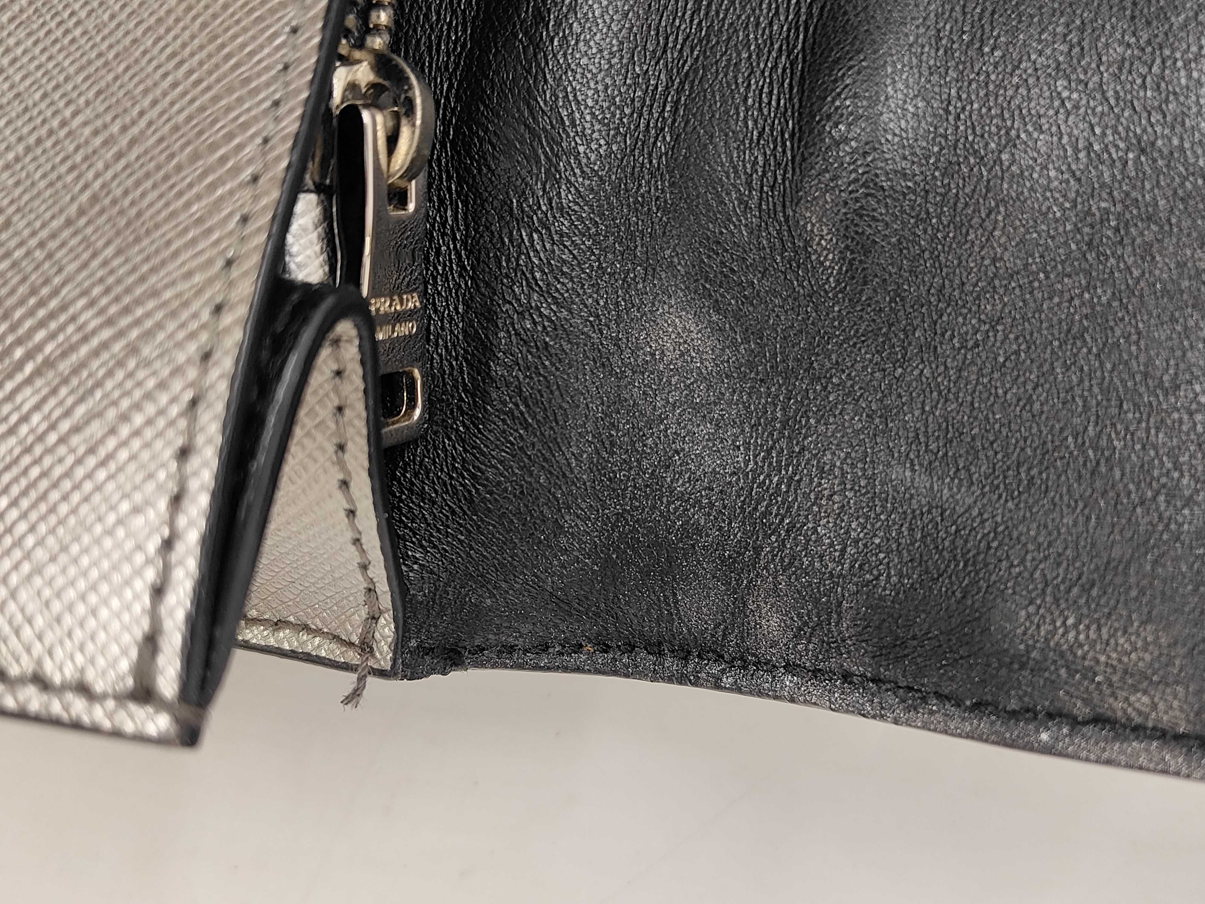 Locking Flap Shoulder Bag, Saffiano Leather, Silver — view 14
