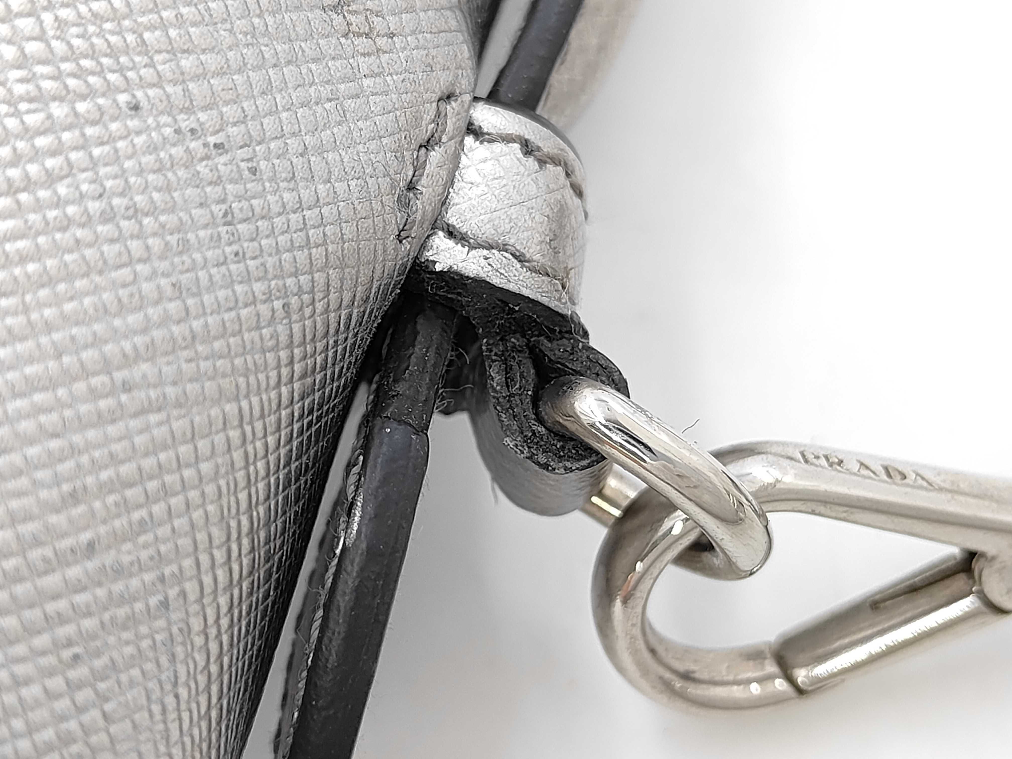 Locking Flap Shoulder Bag, Saffiano Leather, Silver — view 5