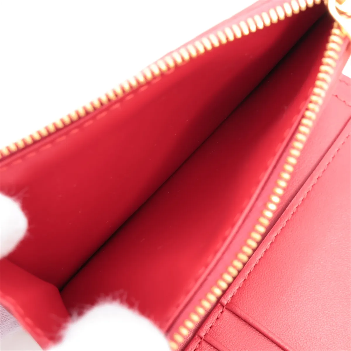 Intrecciato Leather Compact Wallet Red — view 5