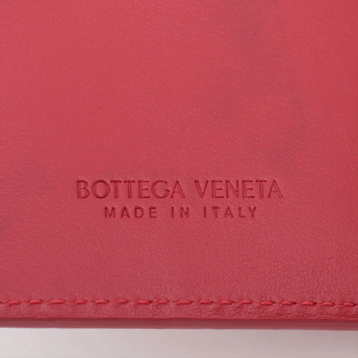 Intrecciato Leather Compact Wallet Red — view 6