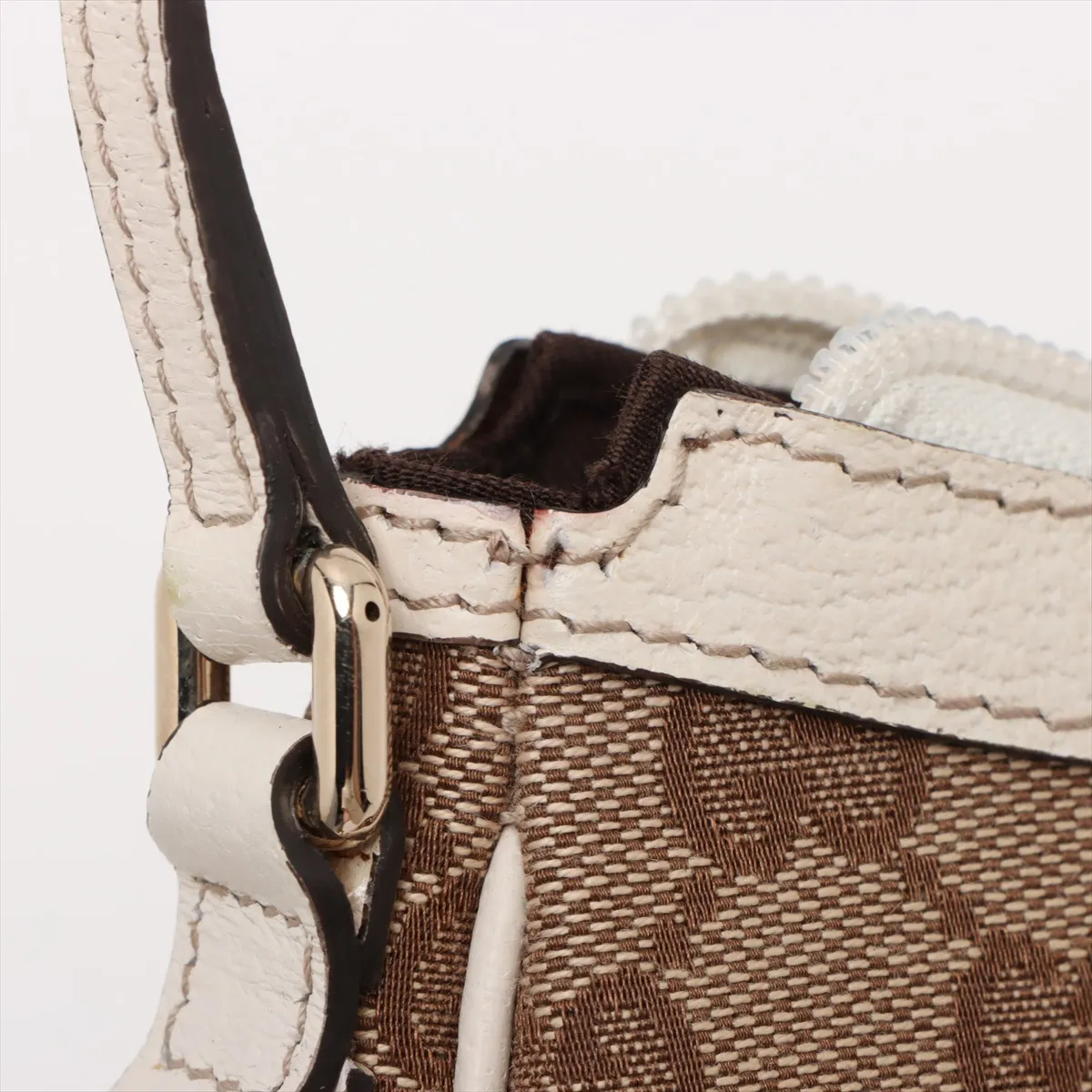 GG Canvas x Leather Shoulder Bag Beige x White 154432 — view 10