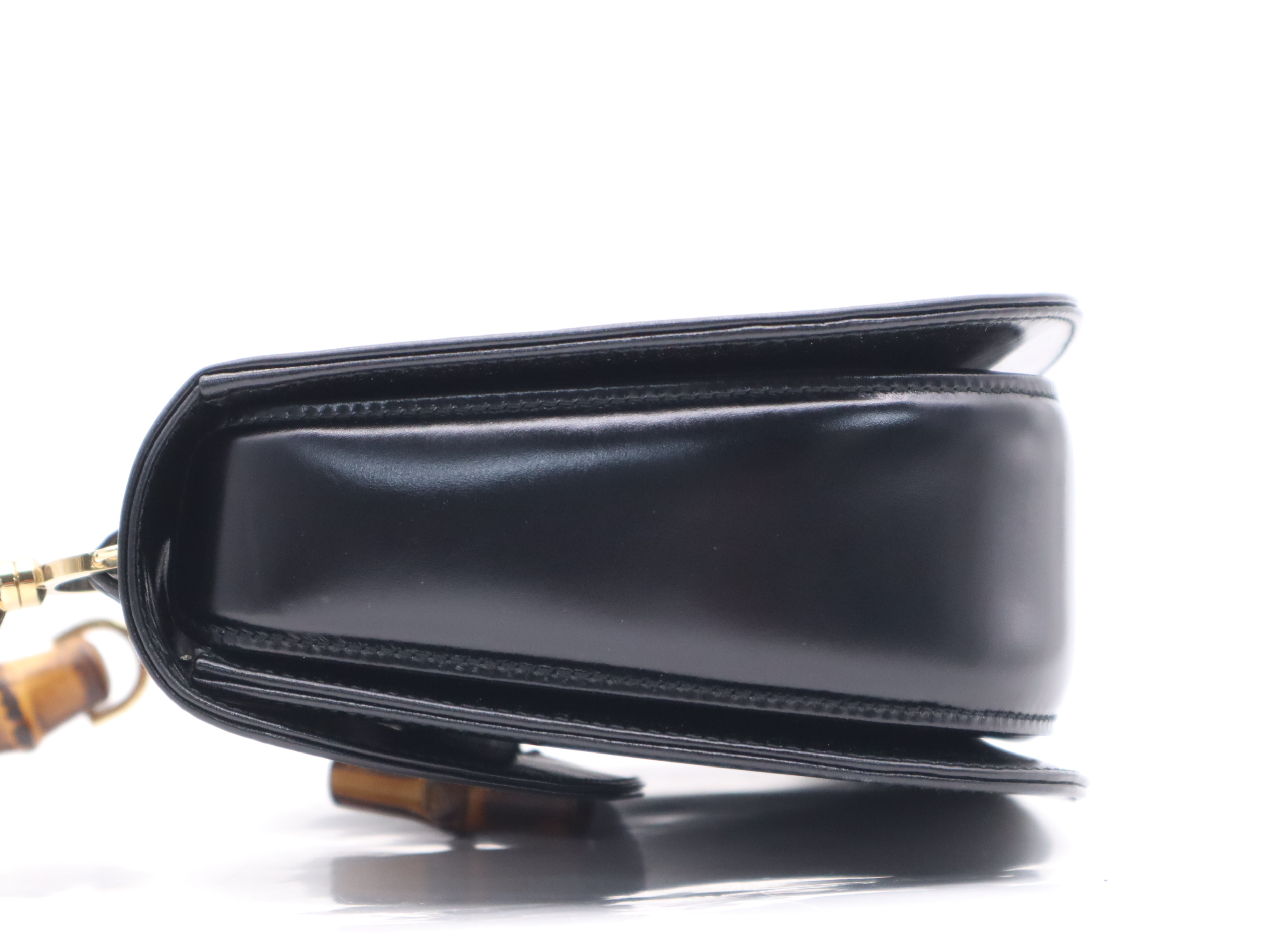 00026840633 Leather Bamboo Black Gold Hardware Handbag — view 3