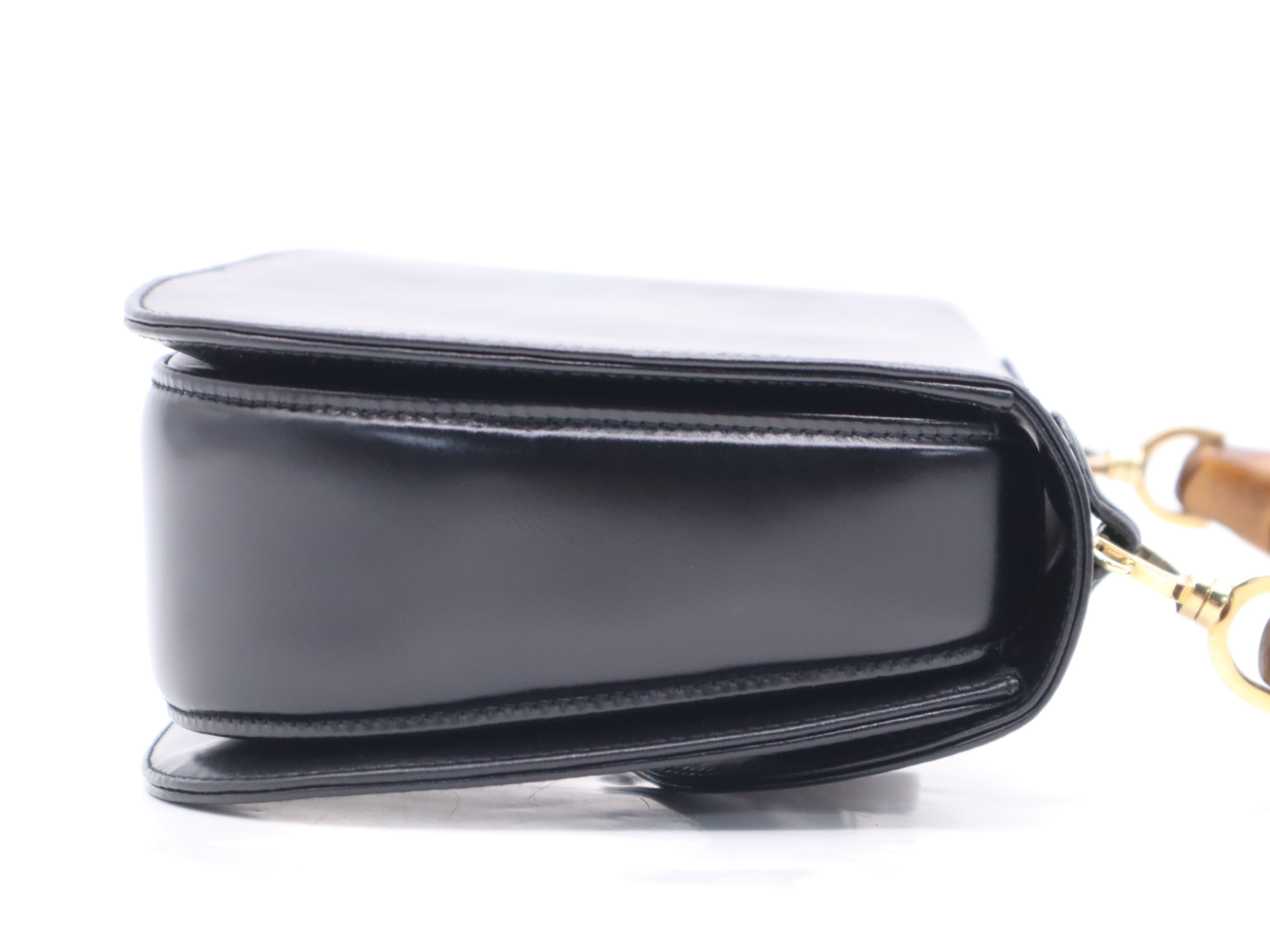 00026840633 Leather Bamboo Black Gold Hardware Handbag — view 5