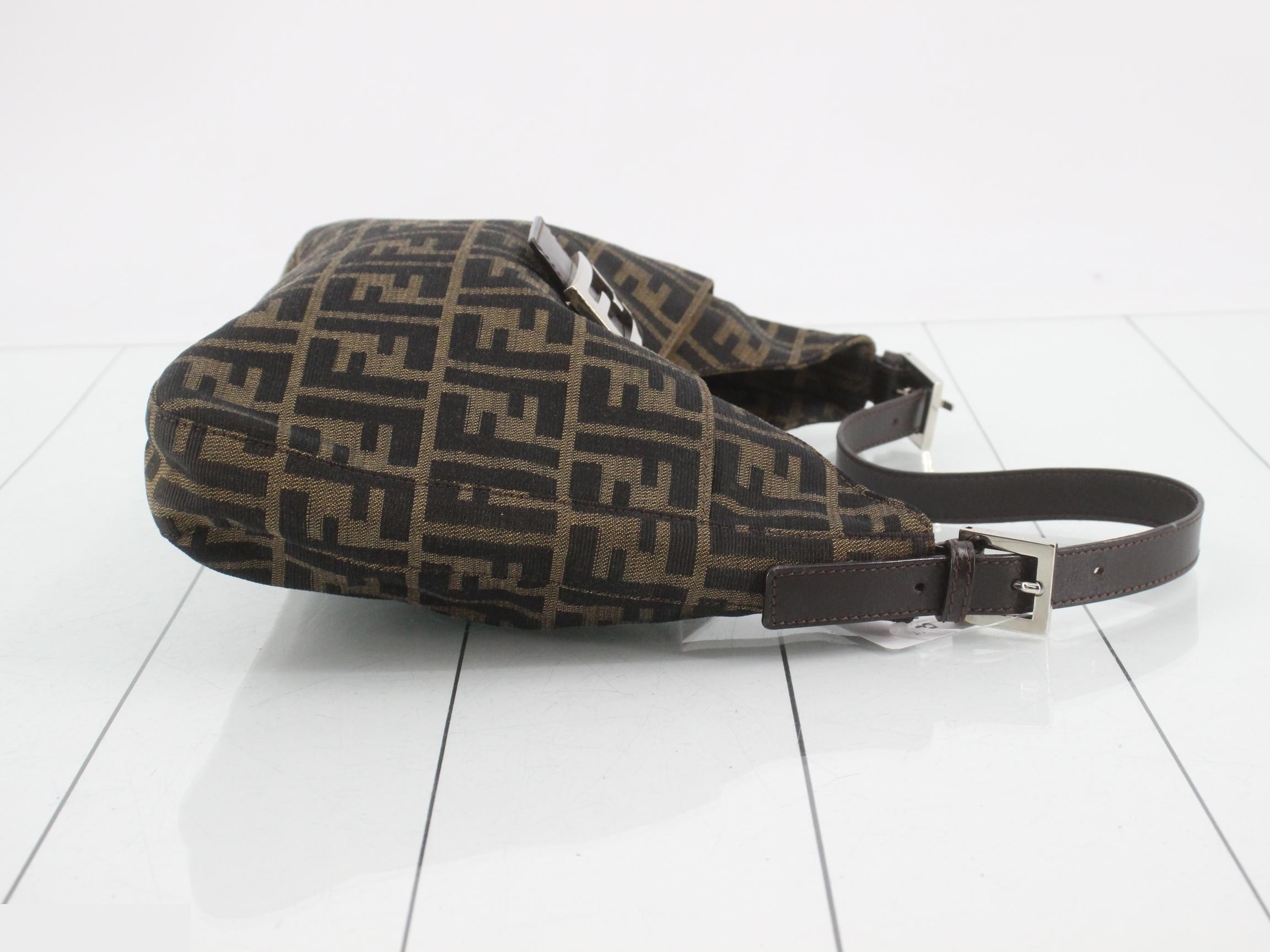 Zucca Shoulder Bag, Canvas/Leather, Beige — view 3