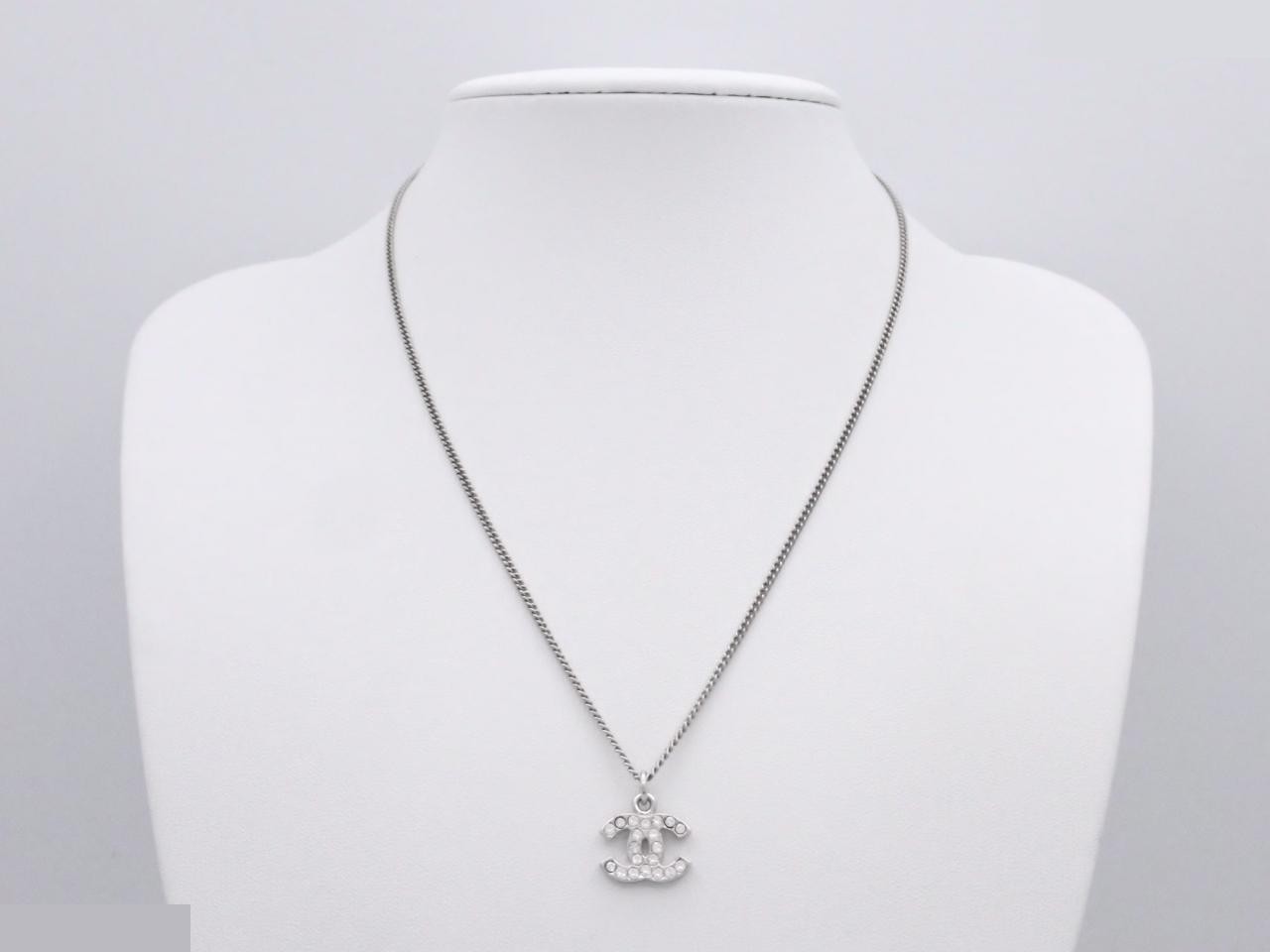 necklace, rhinestone, Coco Mark, silver, 06V, width 1.5cm — view 3