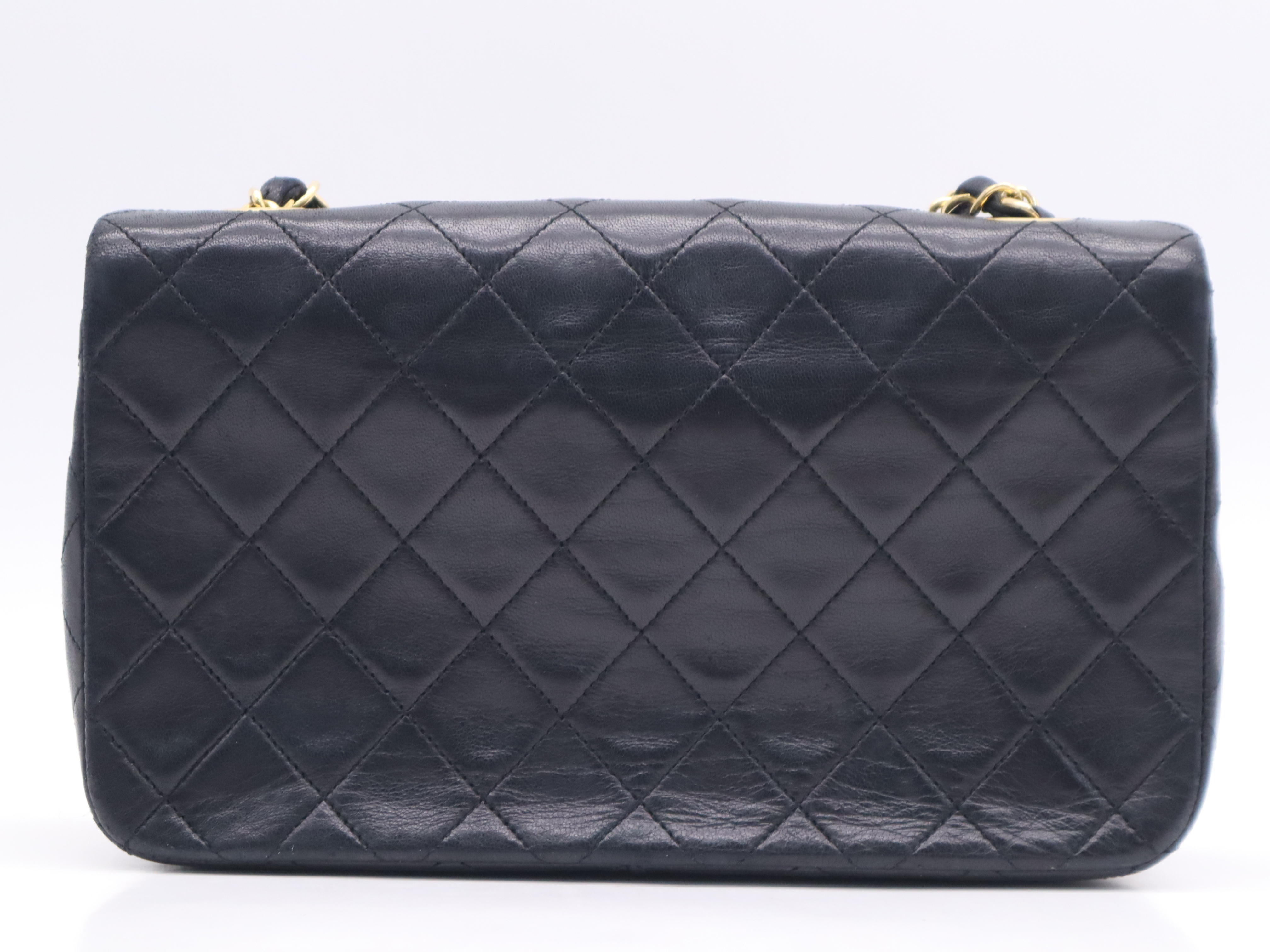 Lambskin Matelassé 23 Full Flap Shoulder Bag with Small Chain, Box, Guarantee Card, and Seal, Gold Hardware, Black, 1417749 — view 2