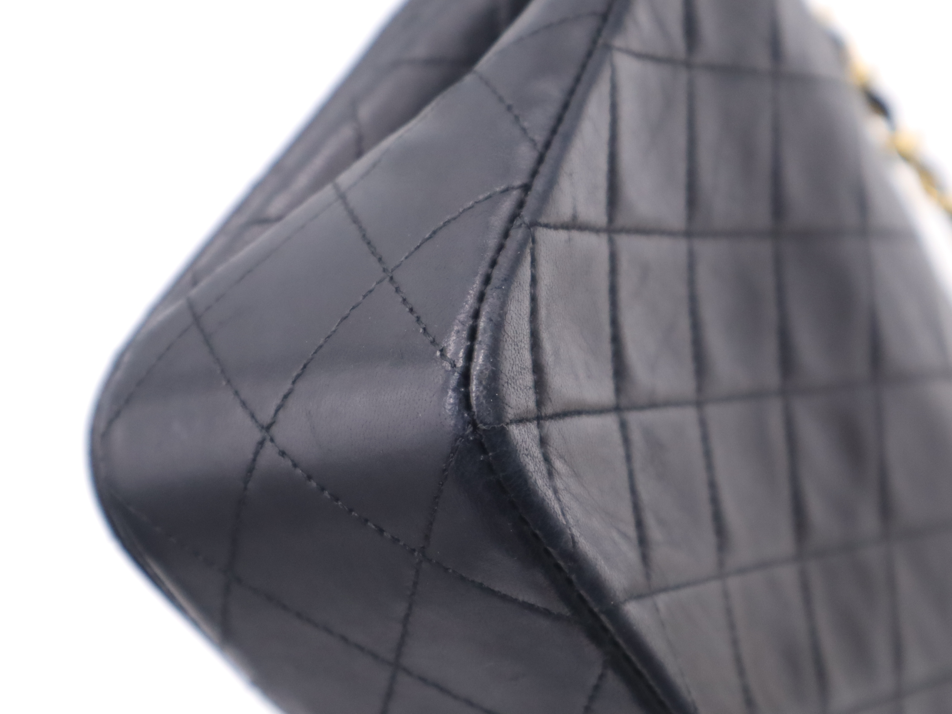 Lambskin Matelassé 23 Full Flap Shoulder Bag with Small Chain, Box, Guarantee Card, and Seal, Gold Hardware, Black, 1417749 — view 11