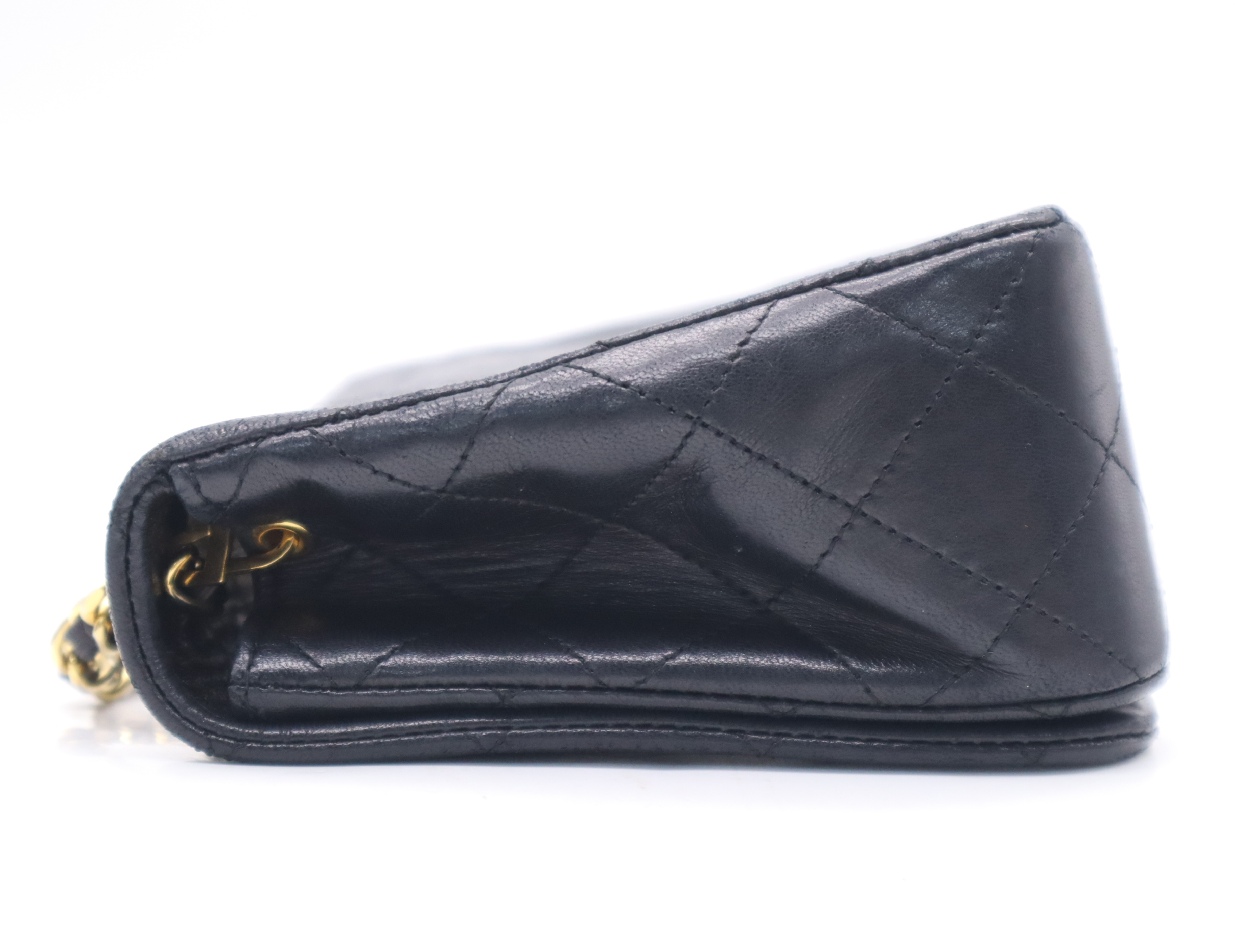 Lambskin Matelassé 23 Full Flap Shoulder Bag with Small Chain, Box, Guarantee Card, and Seal, Gold Hardware, Black, 1417749 — view 3