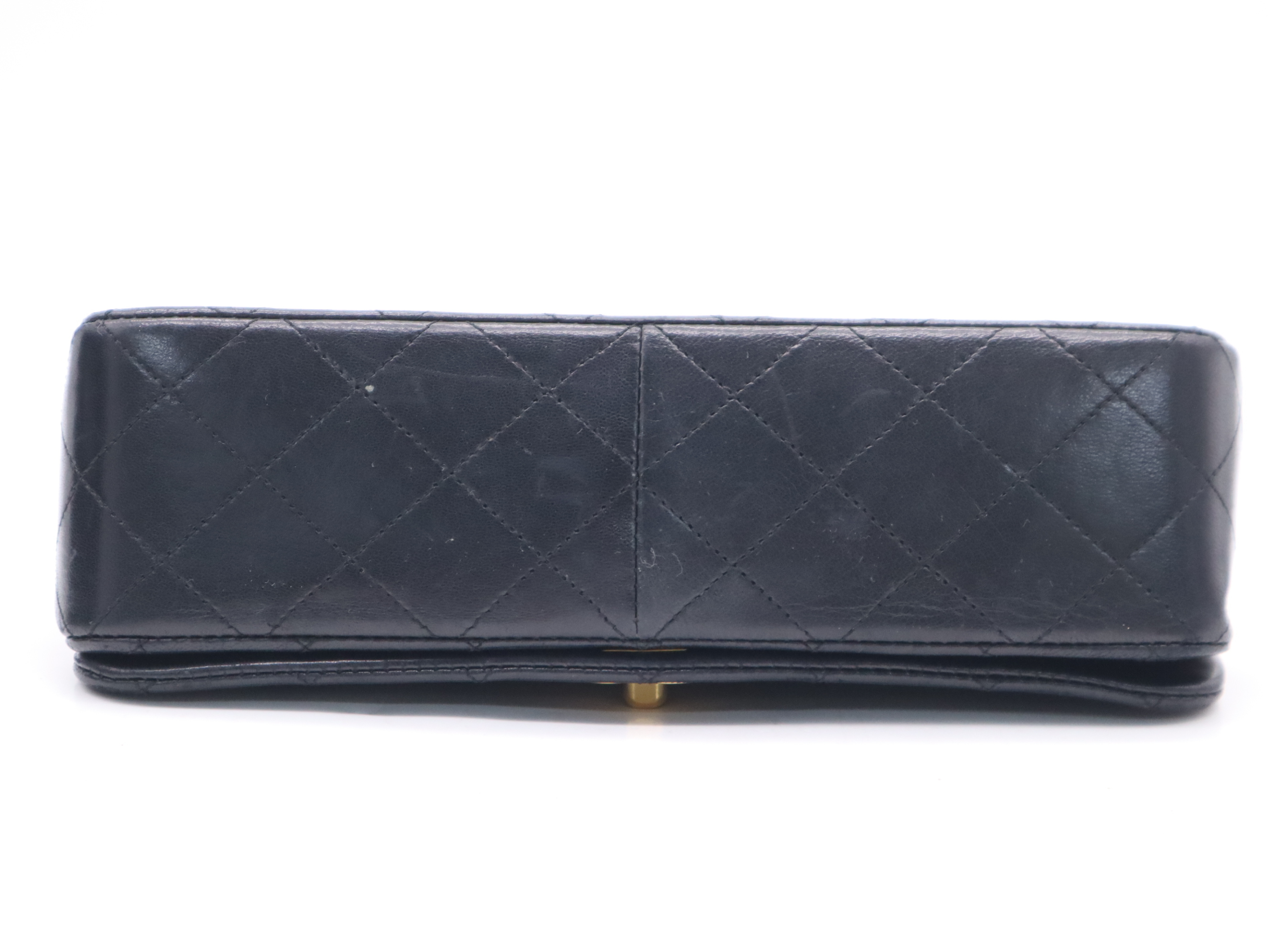 Lambskin Matelassé 23 Full Flap Shoulder Bag with Small Chain, Box, Guarantee Card, and Seal, Gold Hardware, Black, 1417749 — view 4