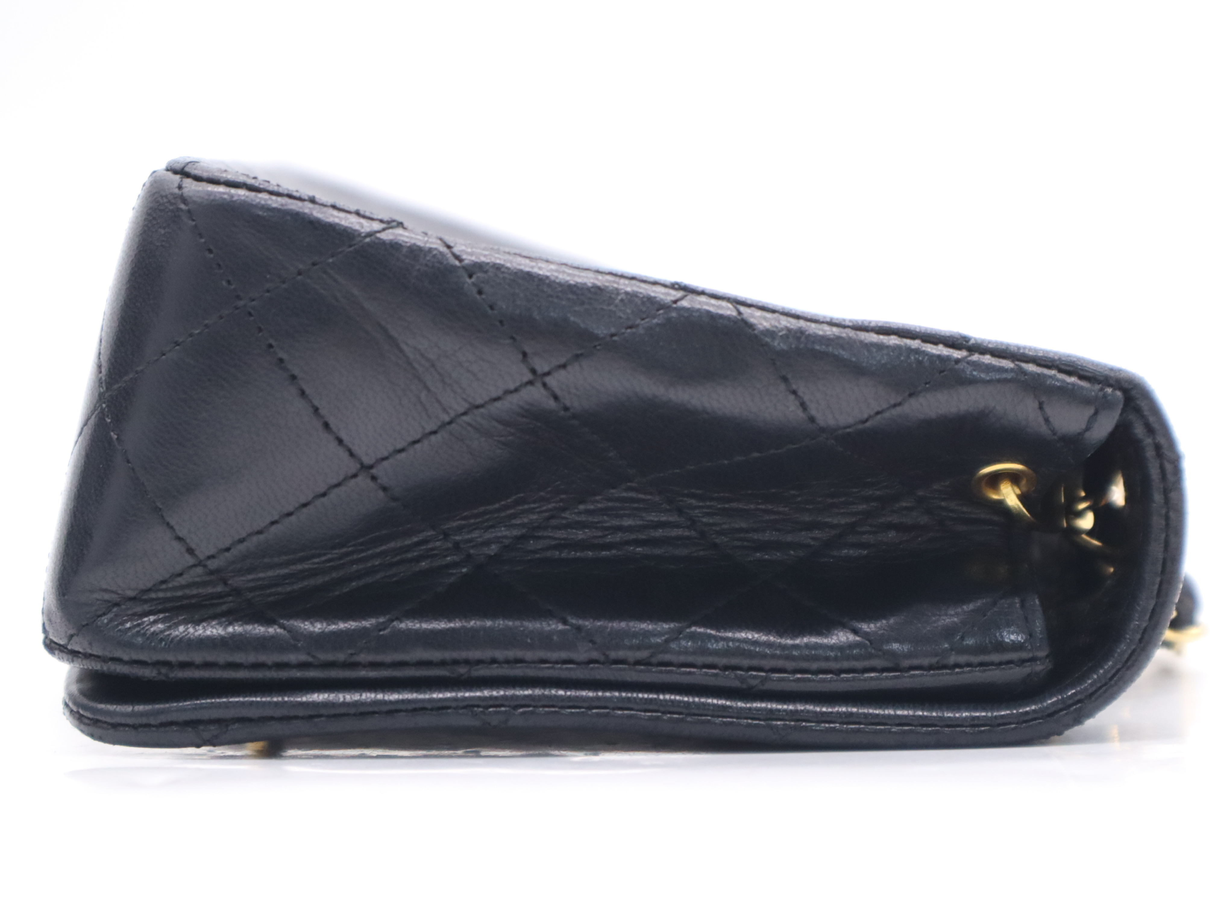 Lambskin Matelassé 23 Full Flap Shoulder Bag with Small Chain, Box, Guarantee Card, and Seal, Gold Hardware, Black, 1417749 — view 5