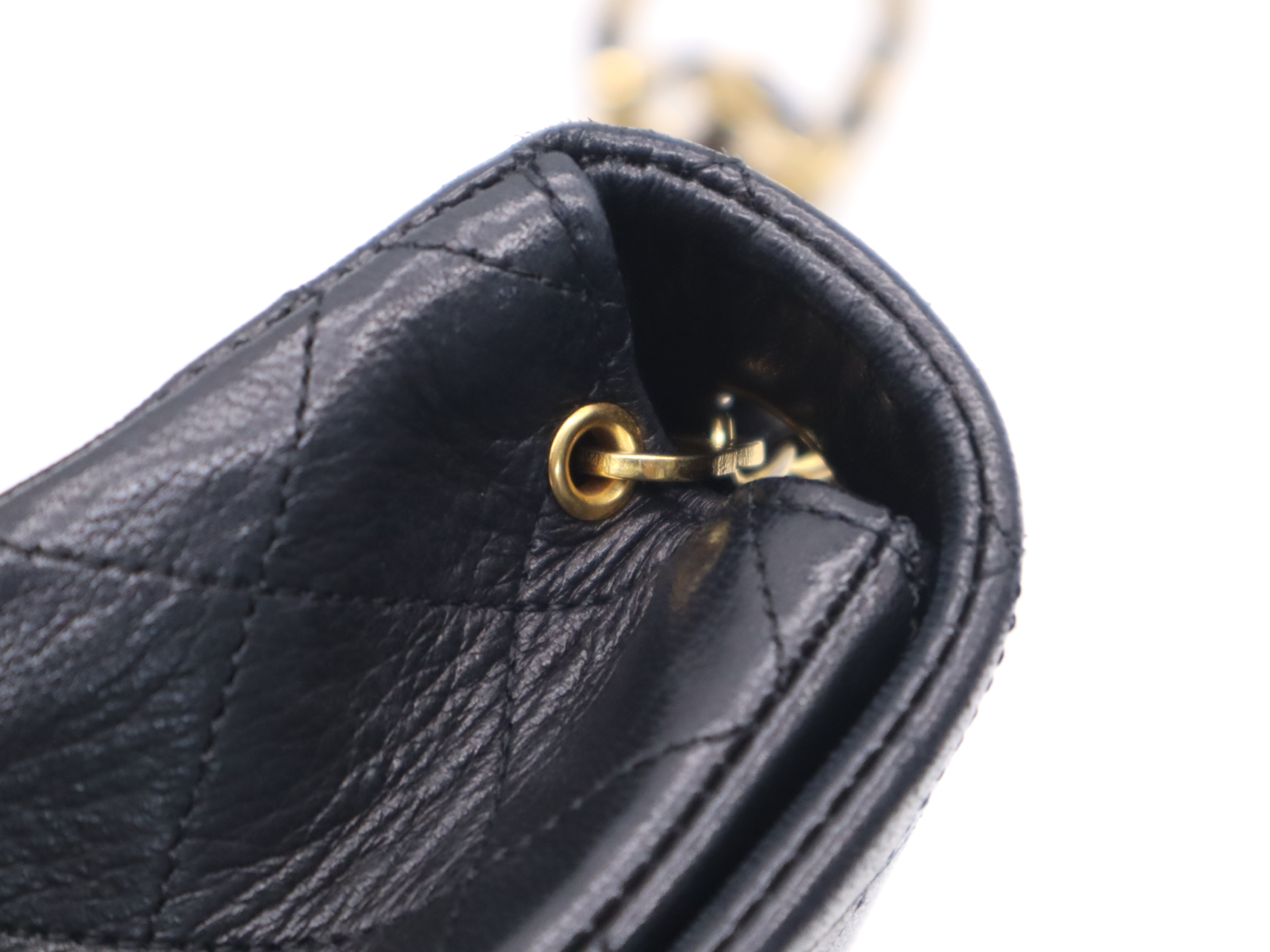 Lambskin Matelassé 23 Full Flap Shoulder Bag with Small Chain, Box, Guarantee Card, and Seal, Gold Hardware, Black, 1417749 — view 7