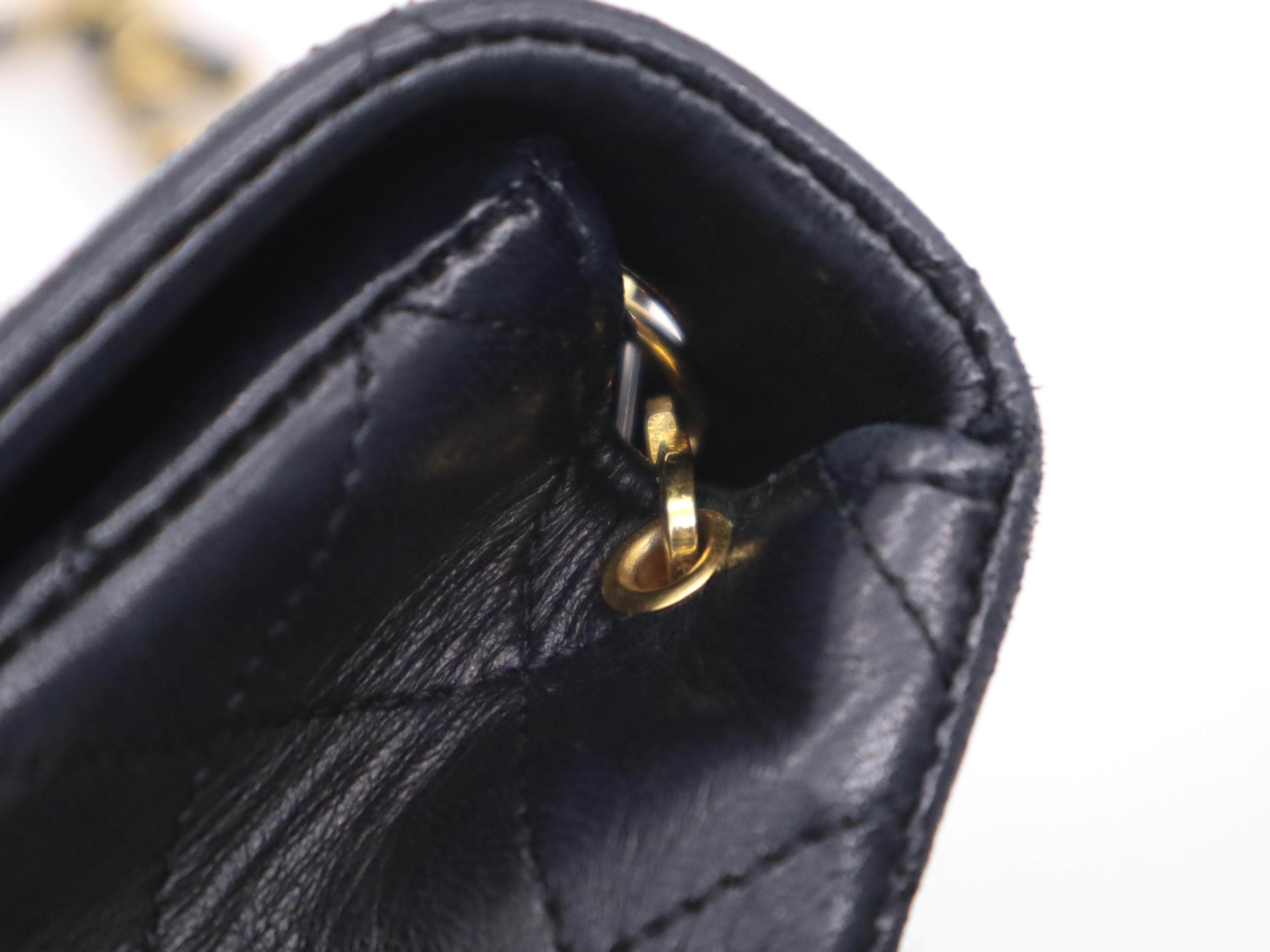 Lambskin Matelassé 23 Full Flap Shoulder Bag with Small Chain, Box, Guarantee Card, and Seal, Gold Hardware, Black, 1417749 — view 8
