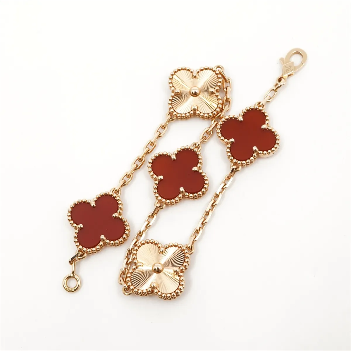 Vintage Alhambra Guilloche 5P Carnelian Bracelet — view 2