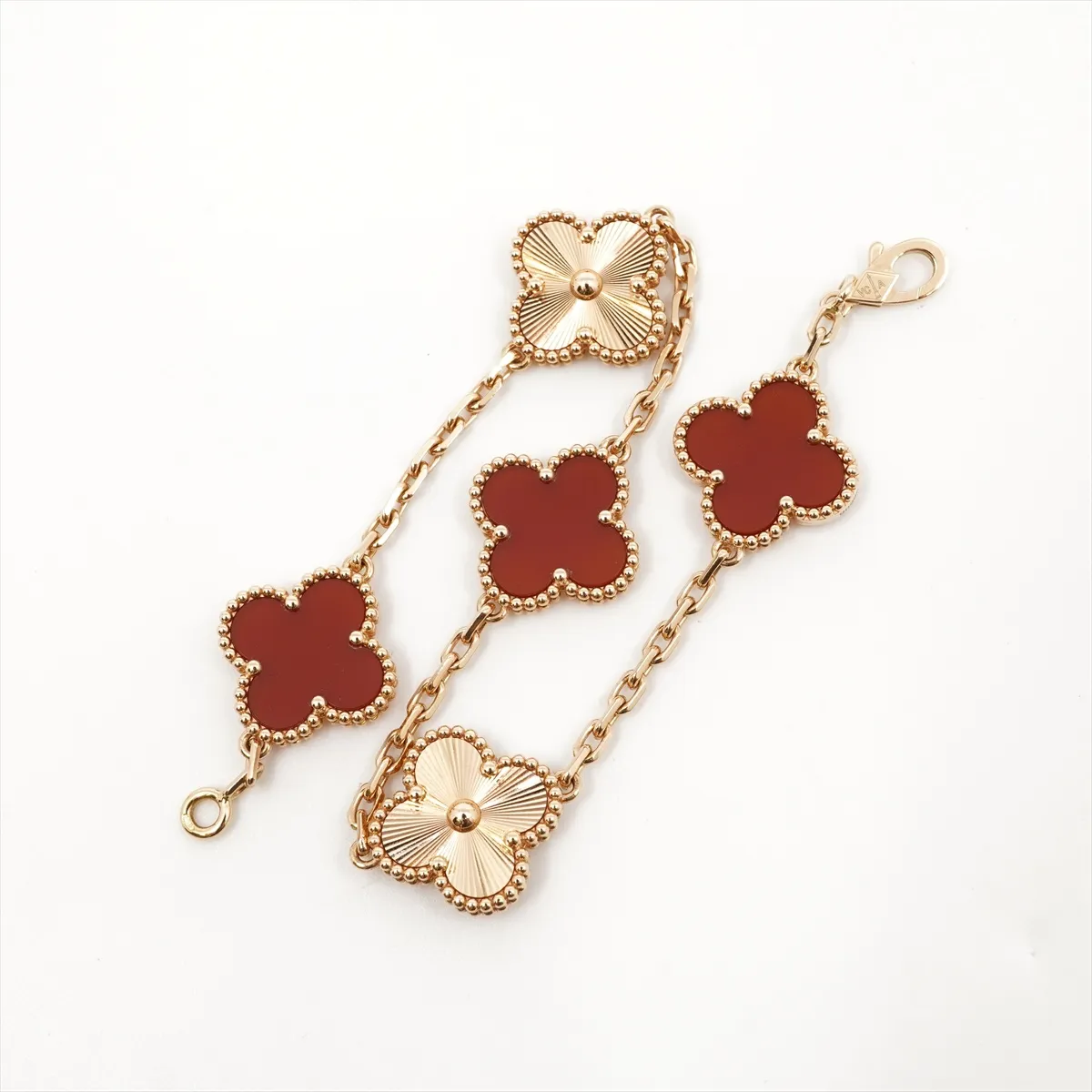 Vintage Alhambra Guilloche 5P Carnelian Bracelet — view 3