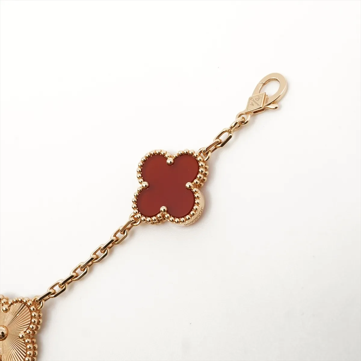 Vintage Alhambra Guilloche 5P Carnelian Bracelet — view 4