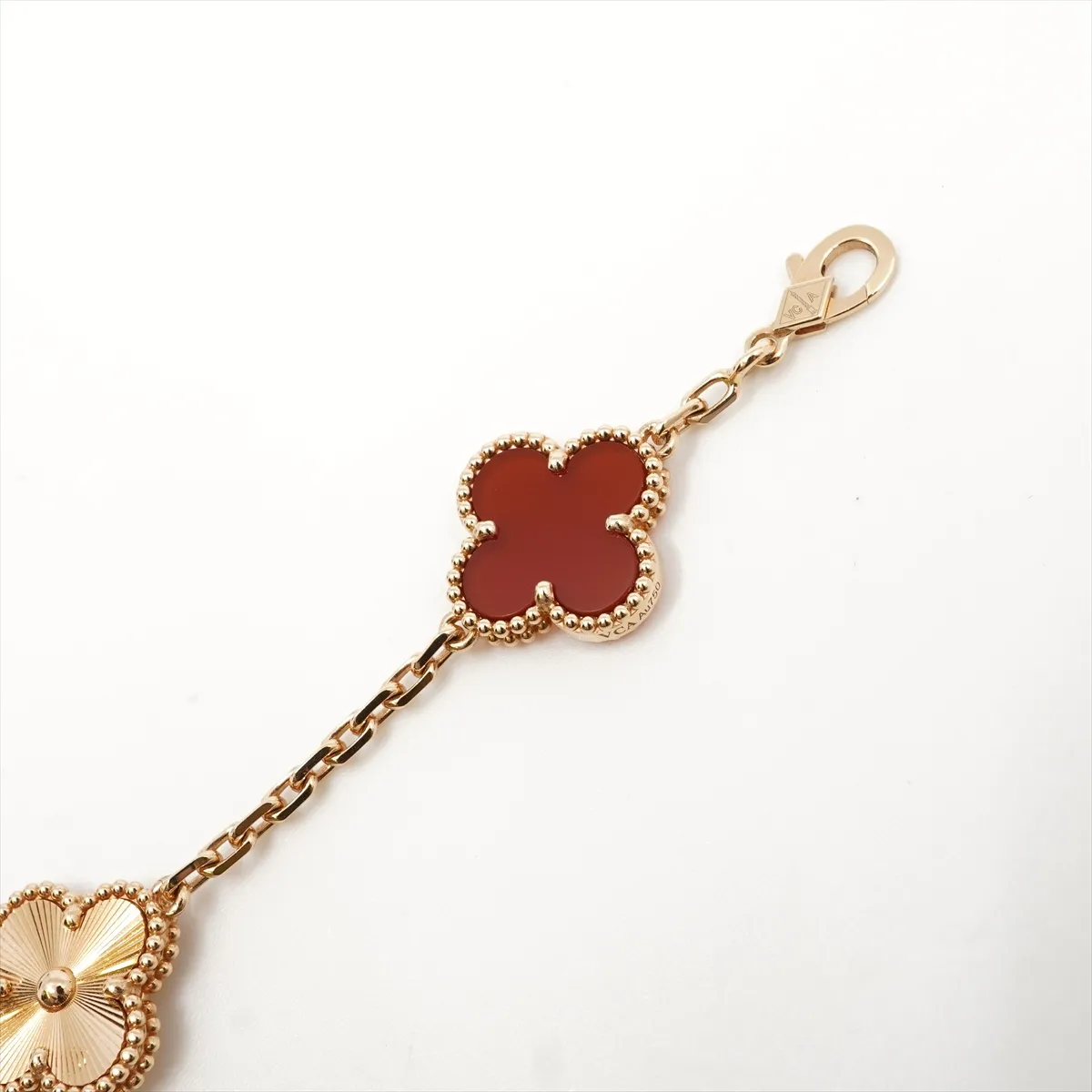 Vintage Alhambra Guilloche 5P Carnelian Bracelet — view 5