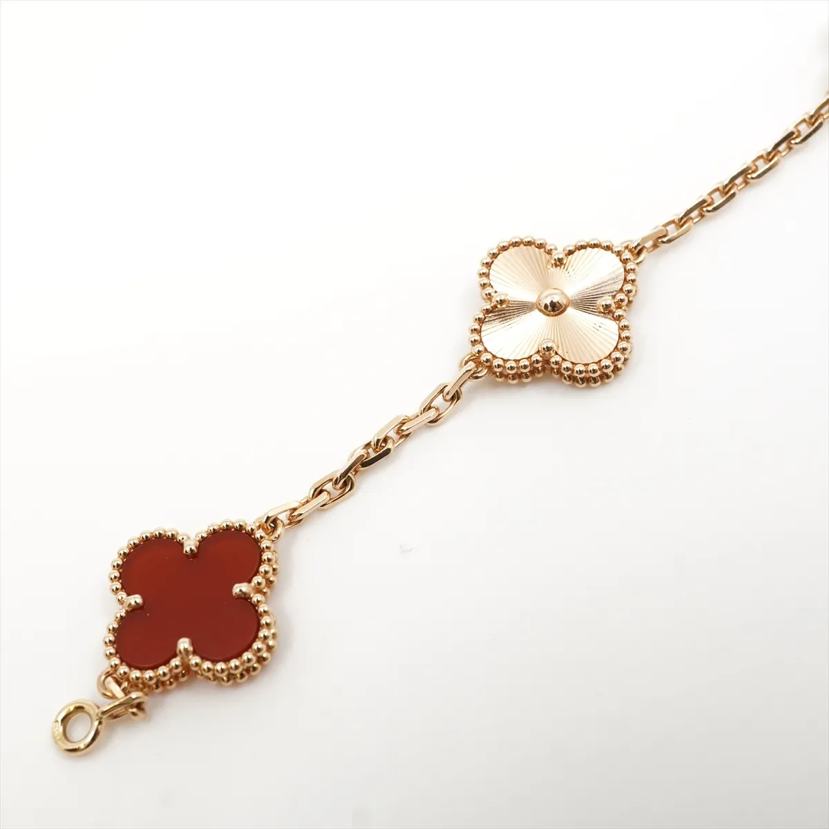 Vintage Alhambra Guilloche 5P Carnelian Bracelet — view 6