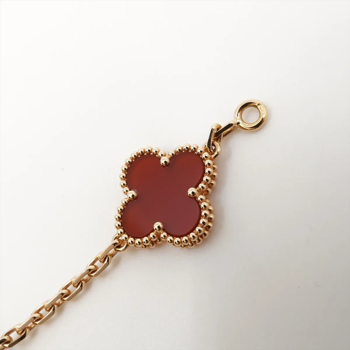 Vintage Alhambra Guilloche 5P Carnelian Bracelet — view 7