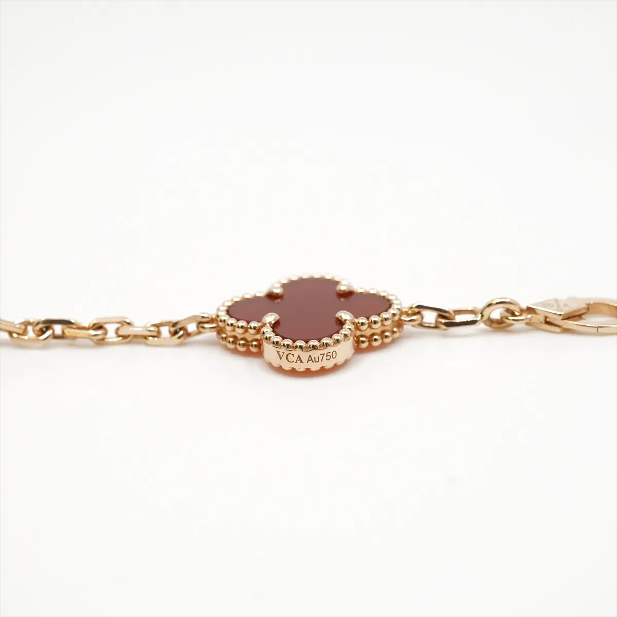 Vintage Alhambra Guilloche 5P Carnelian Bracelet — view 8