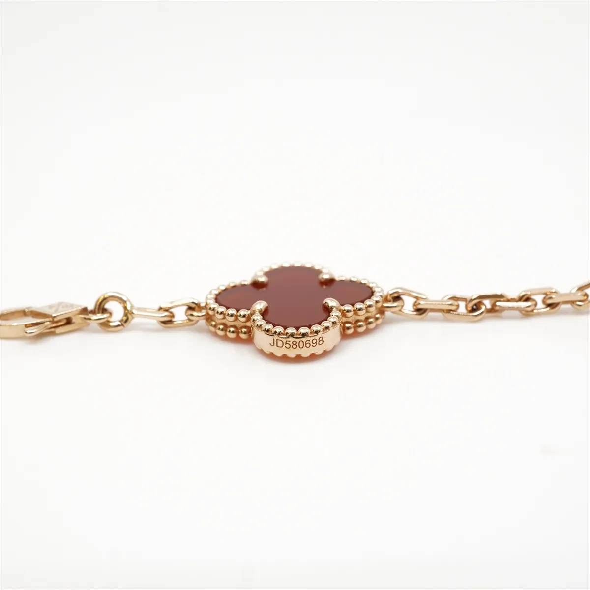 Vintage Alhambra Guilloche 5P Carnelian Bracelet — view 9