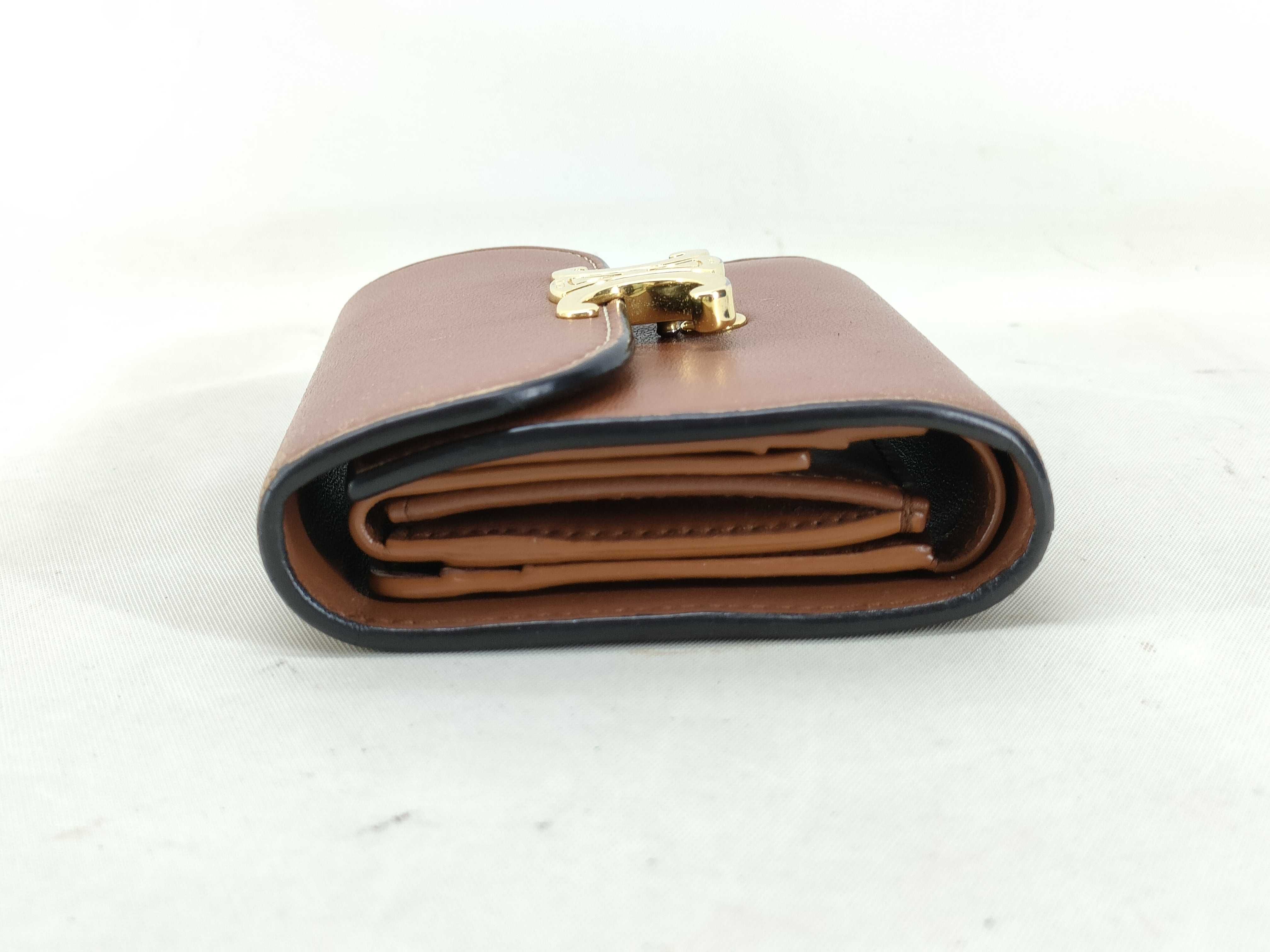 Triomphe Tri-fold Wallet, Brown Leather — view 5
