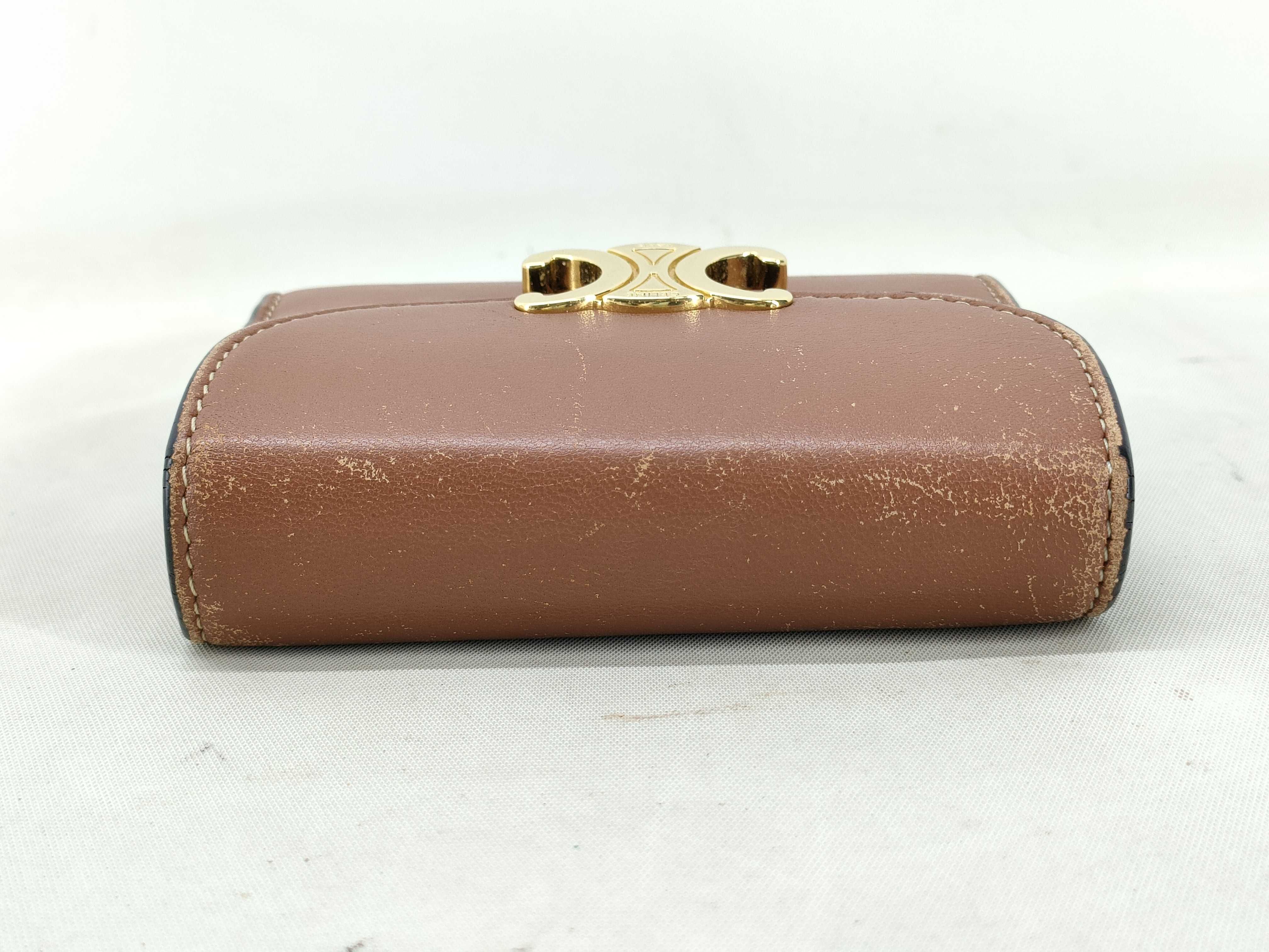 Triomphe Tri-fold Wallet, Brown Leather — view 6