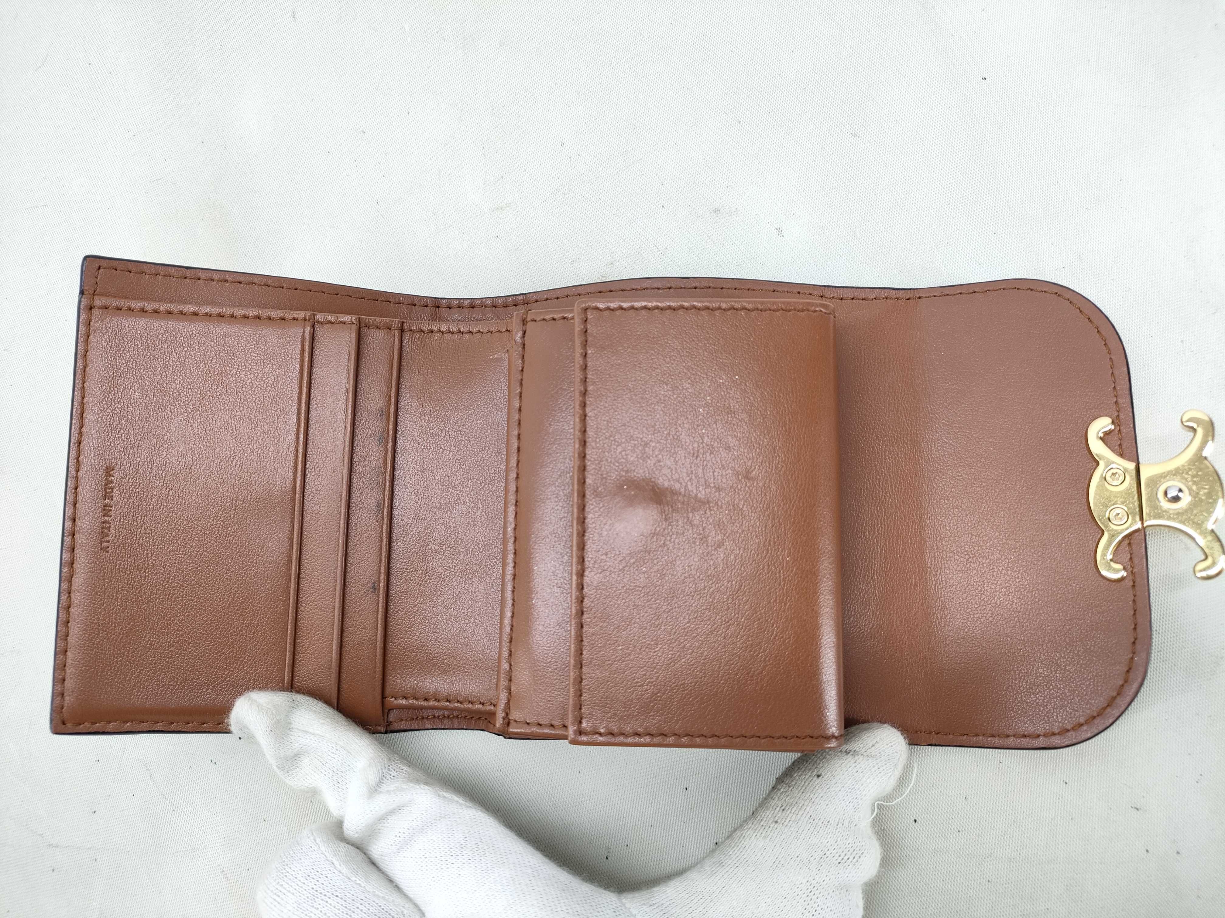 Triomphe Tri-fold Wallet, Brown Leather — view 9